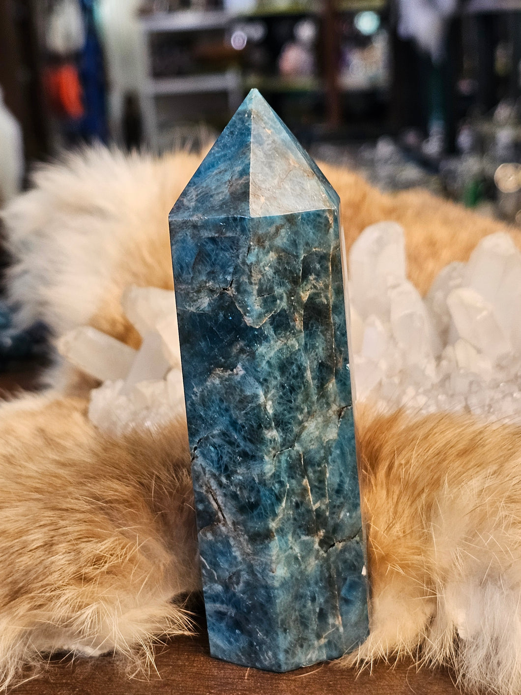 Blue apatite tower