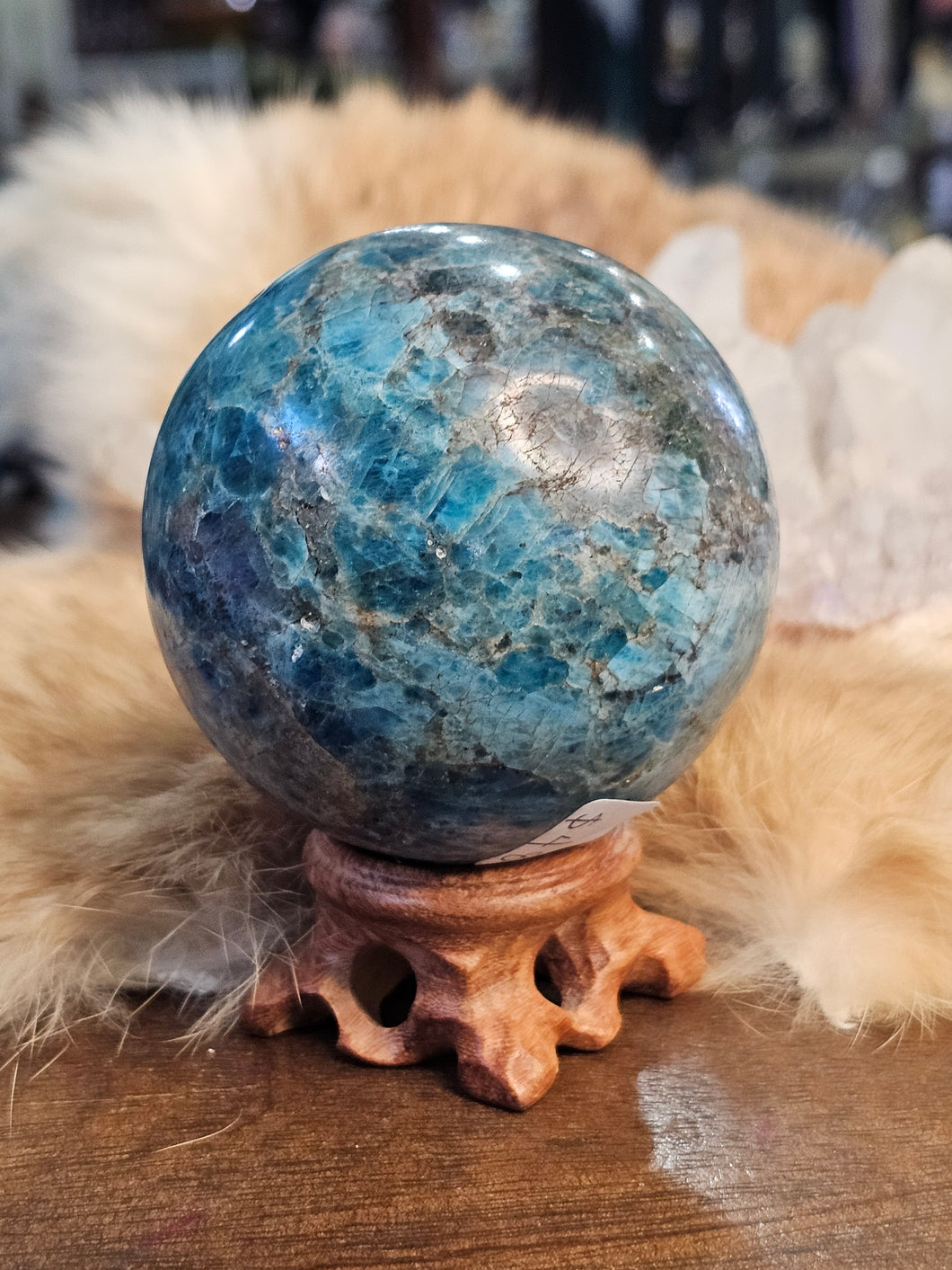 Blue apatite sphere