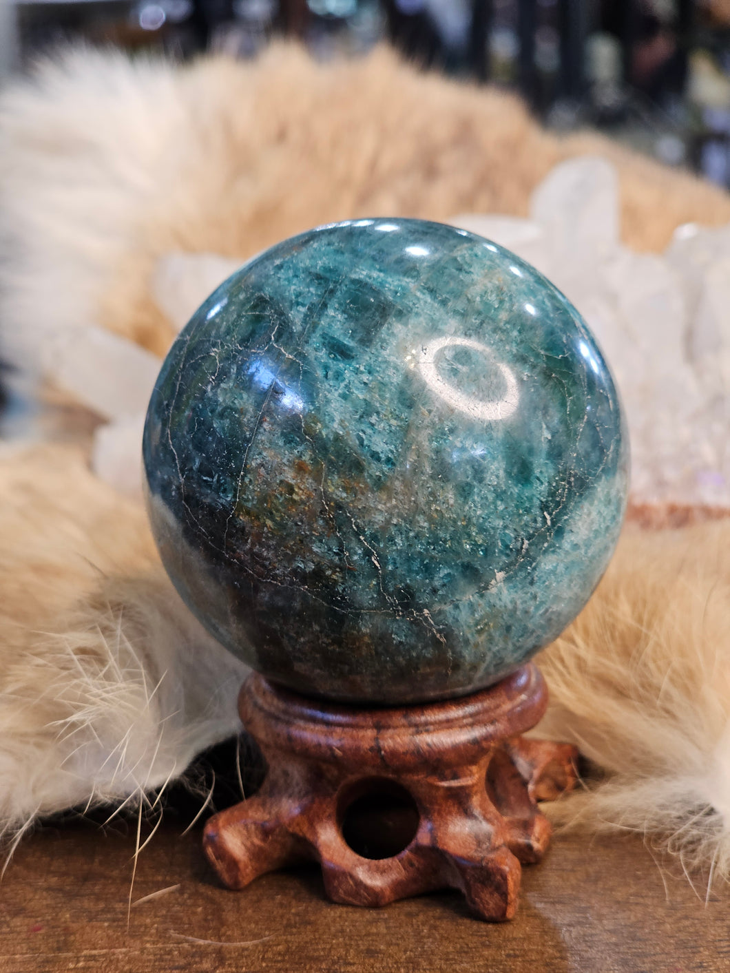 Blue apatite sphere