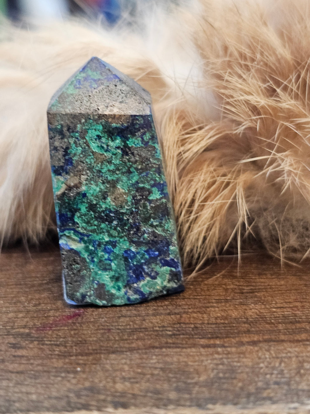 Blue azurite and malachite  tower