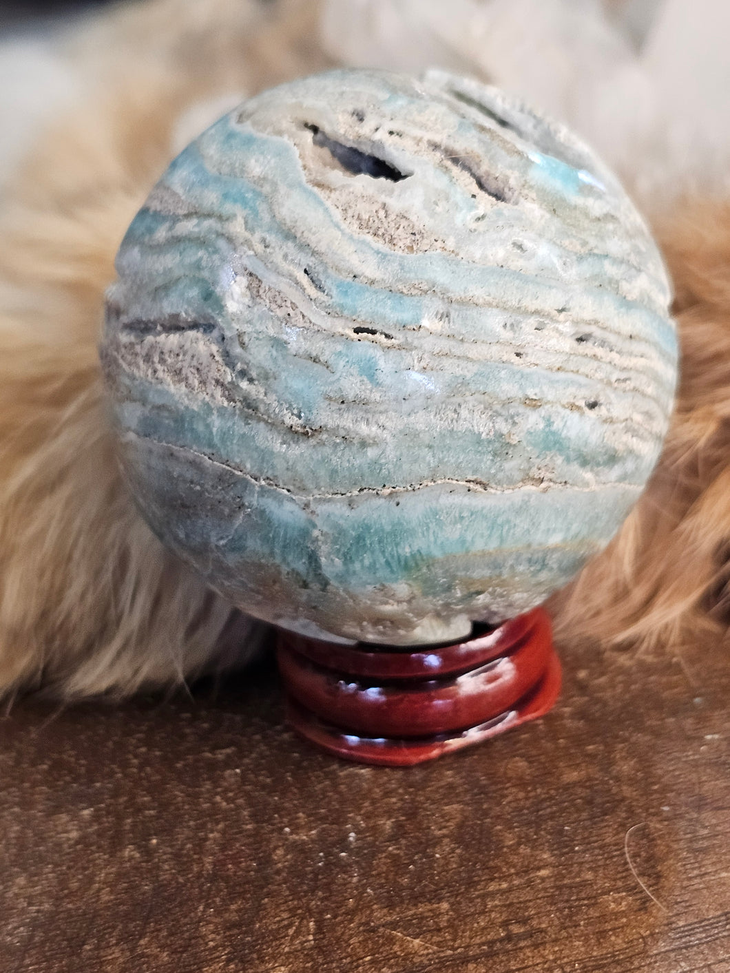 Blue aragonite sphere