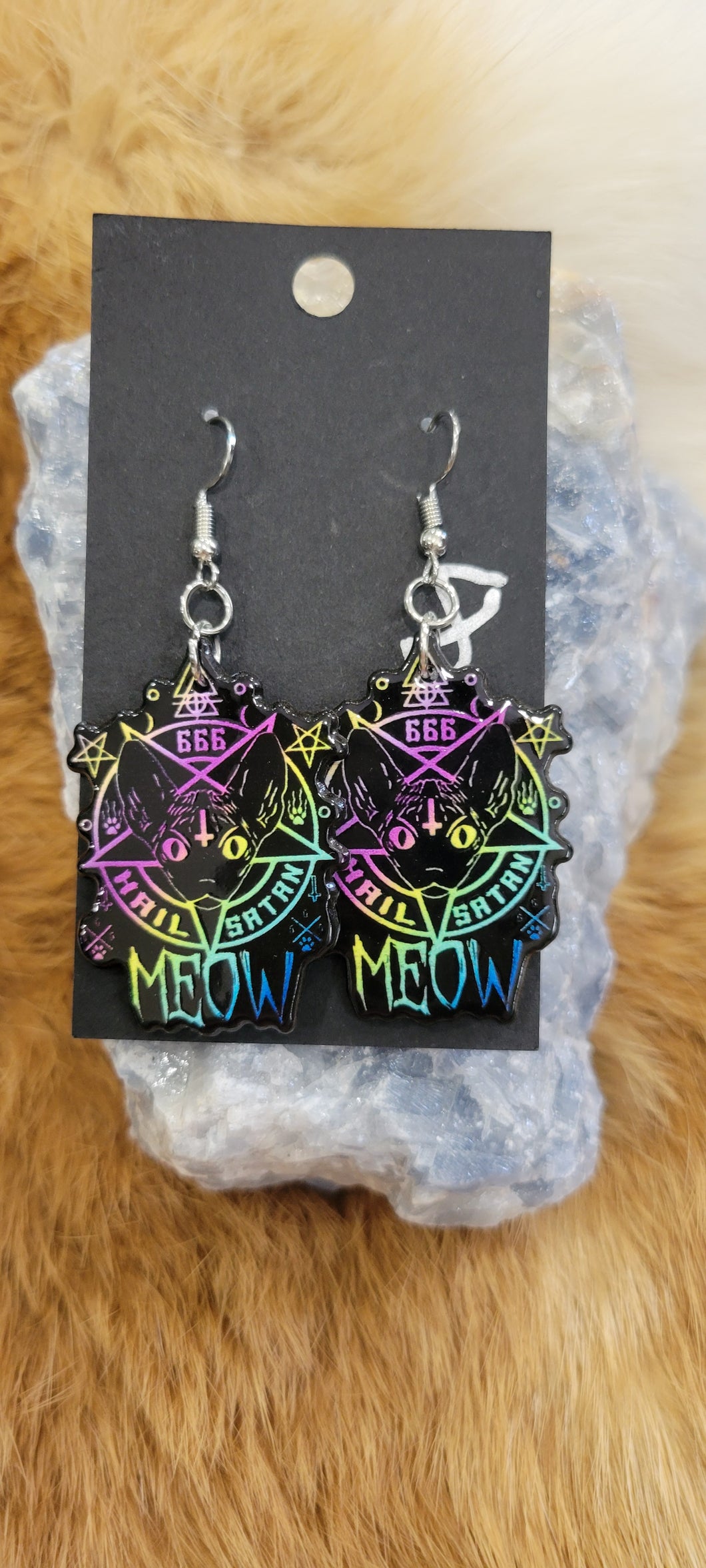 Colorful Satan cat fashion earrings