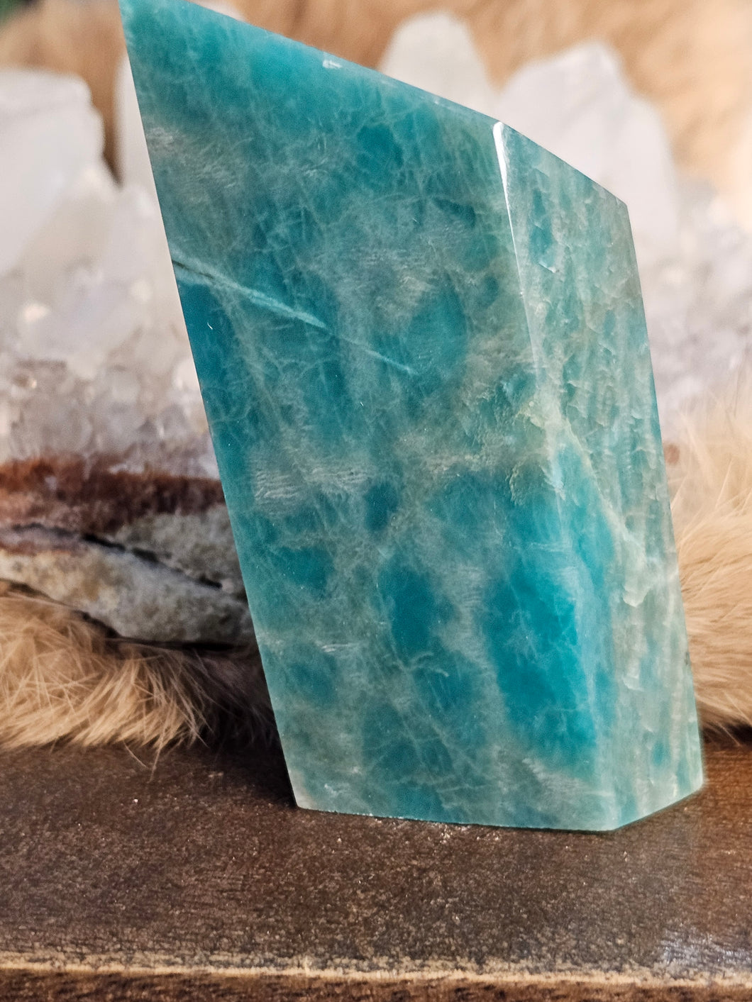 Amazonite with smokey quartz free form