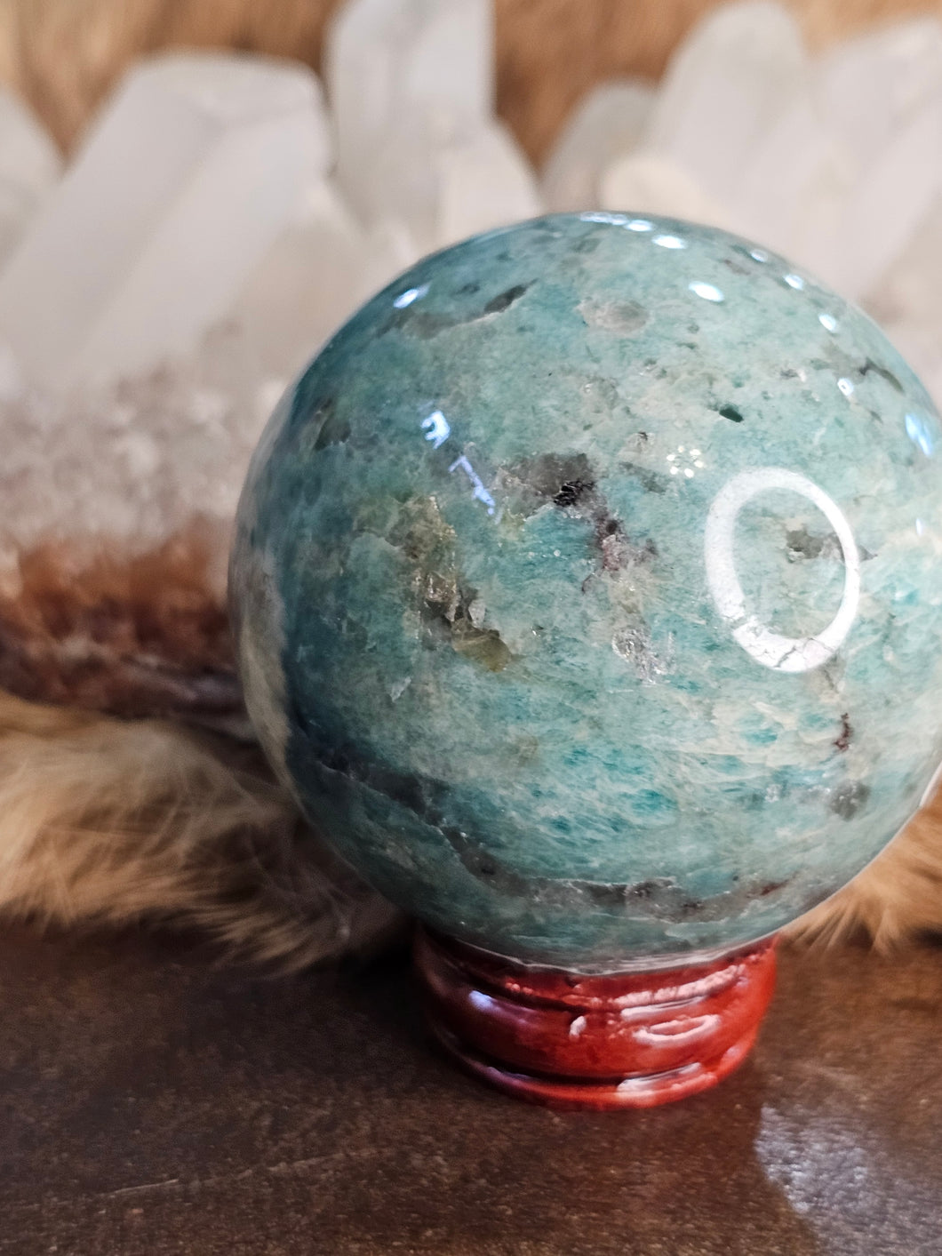 Amazonite and smokey sphere