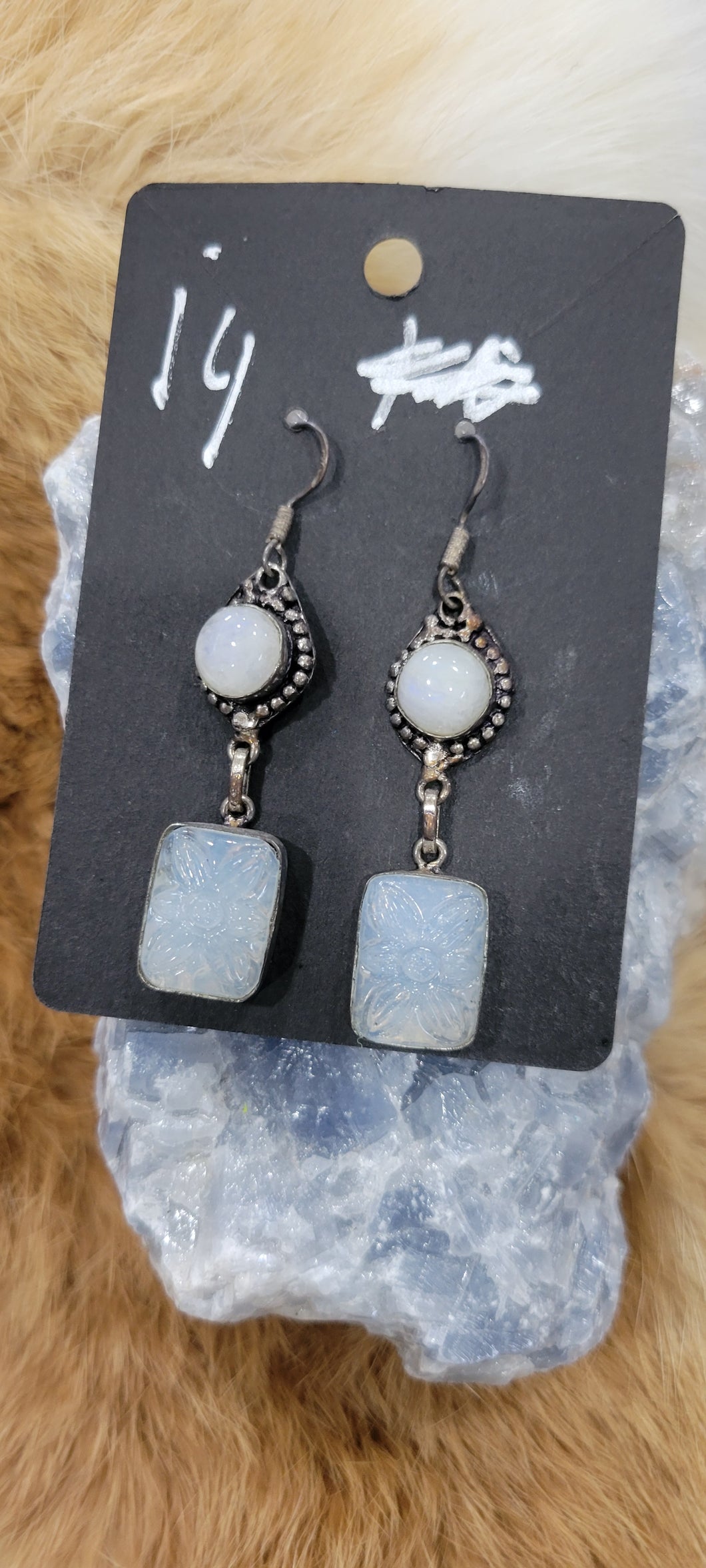 Moon Stone and opalite fashion earrings