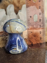 Load image into Gallery viewer, Blue dyed calcite mushroom
