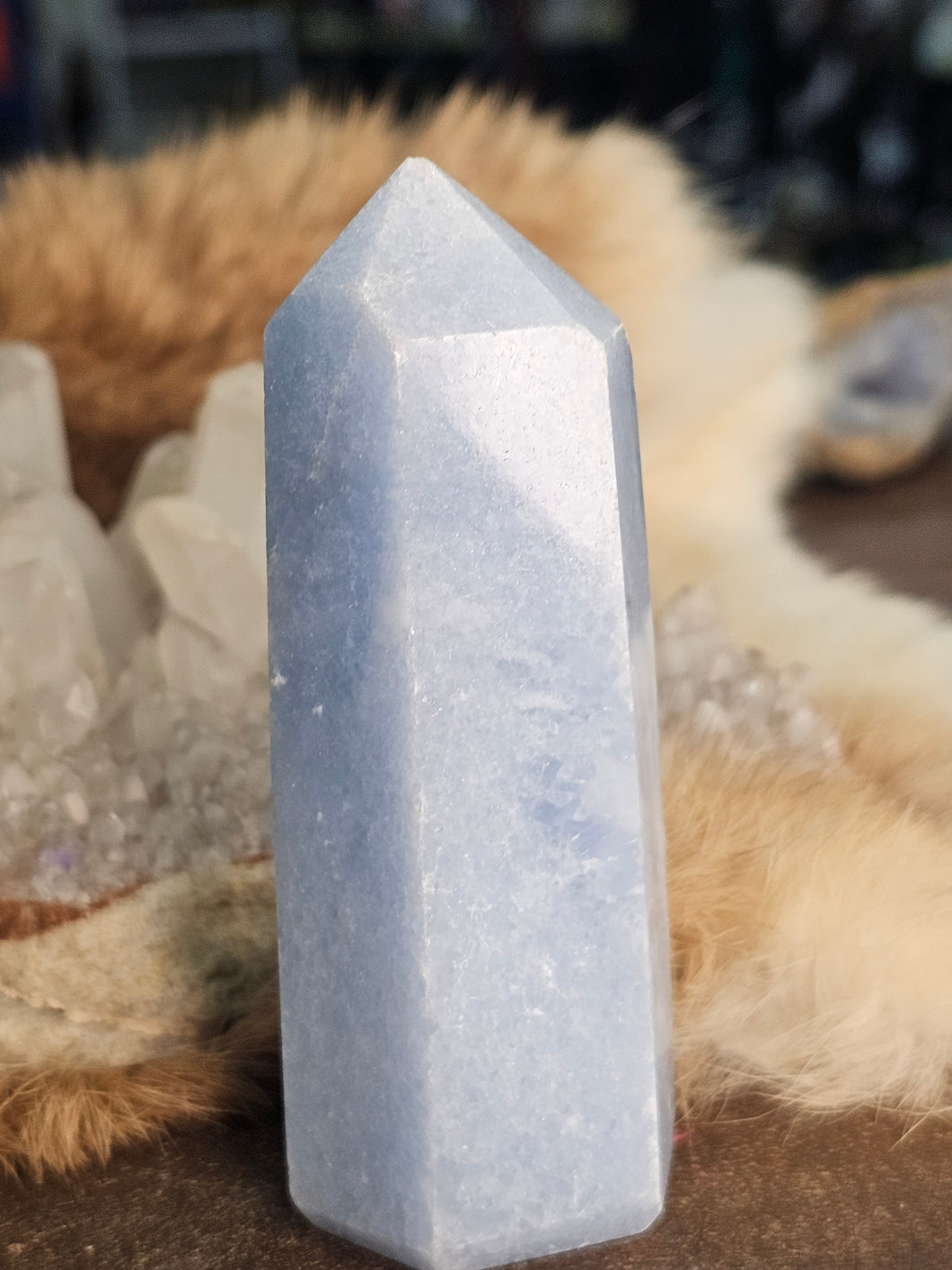 Blue calcite tower