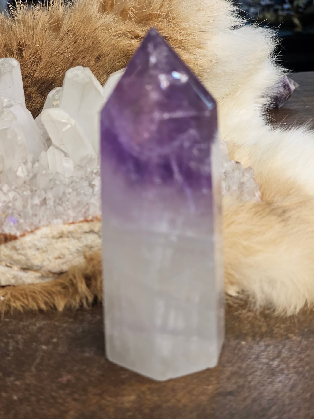 Amethyst with quartz  tower