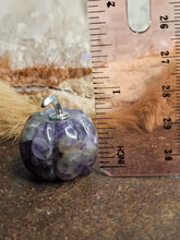 Load image into Gallery viewer, Amethyst pumpkin with silver stem
