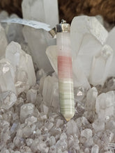 Load image into Gallery viewer, Stainless steel pink banded calcite pendant
