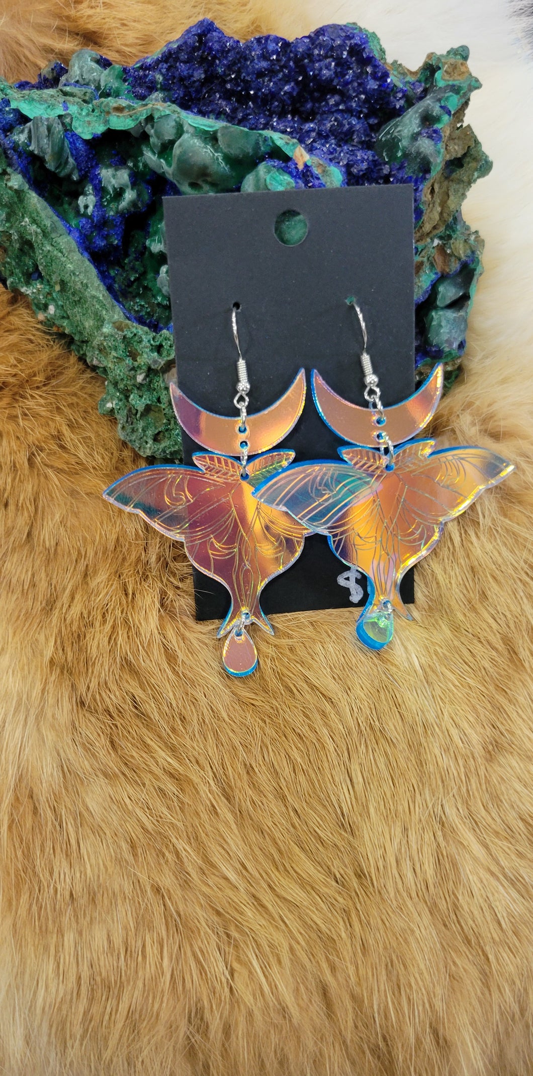 Lunar moth fashion earrings