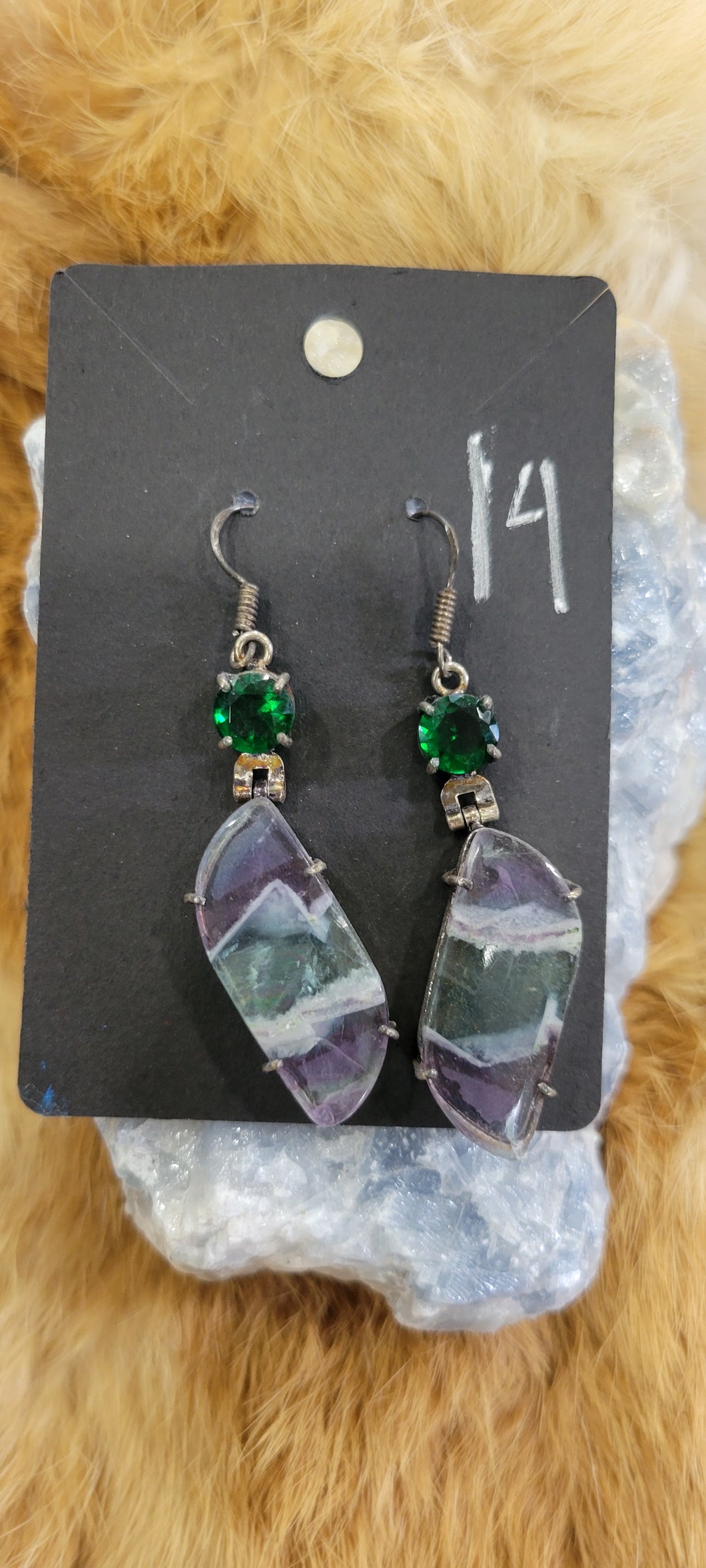 Fluorite and Dioptase fashion earrings