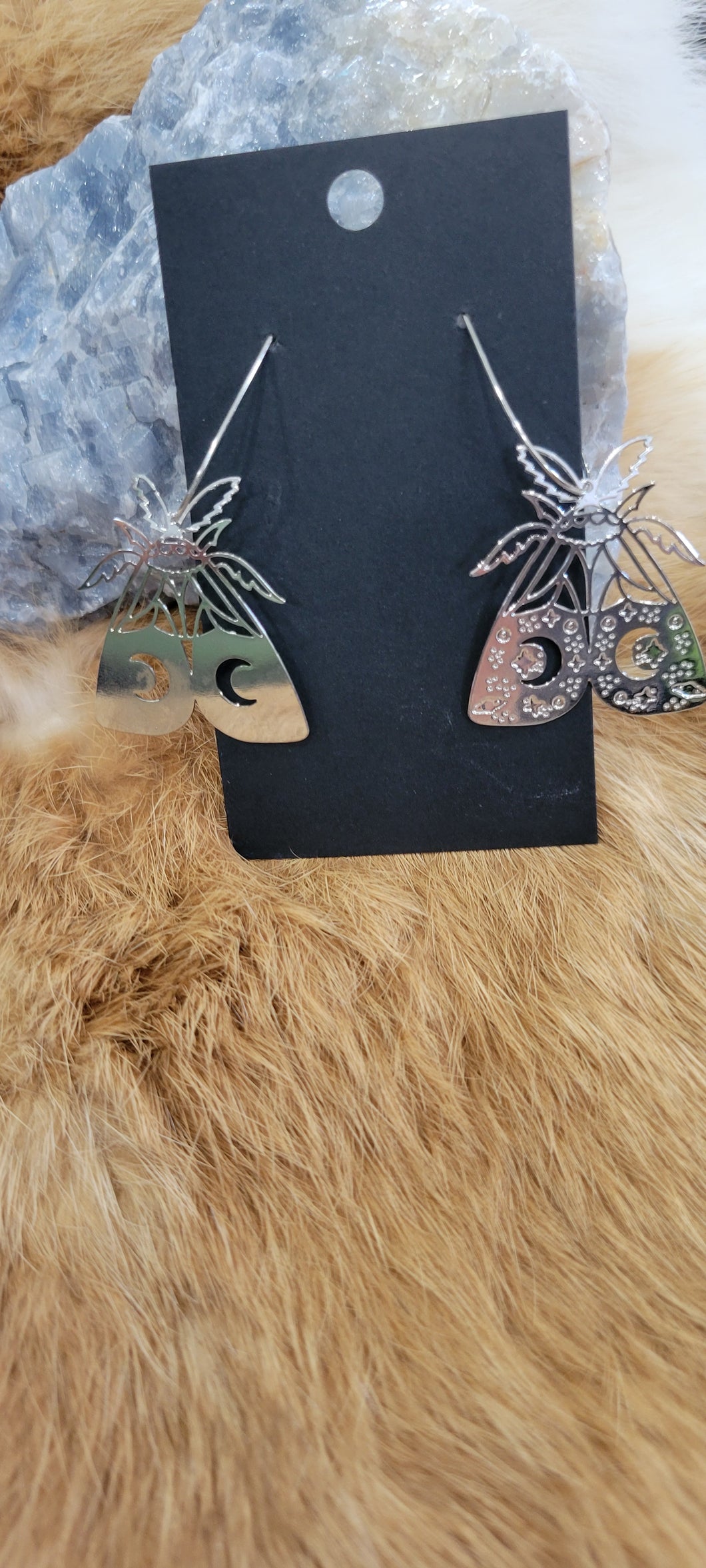 Lunar moth fashion earrings