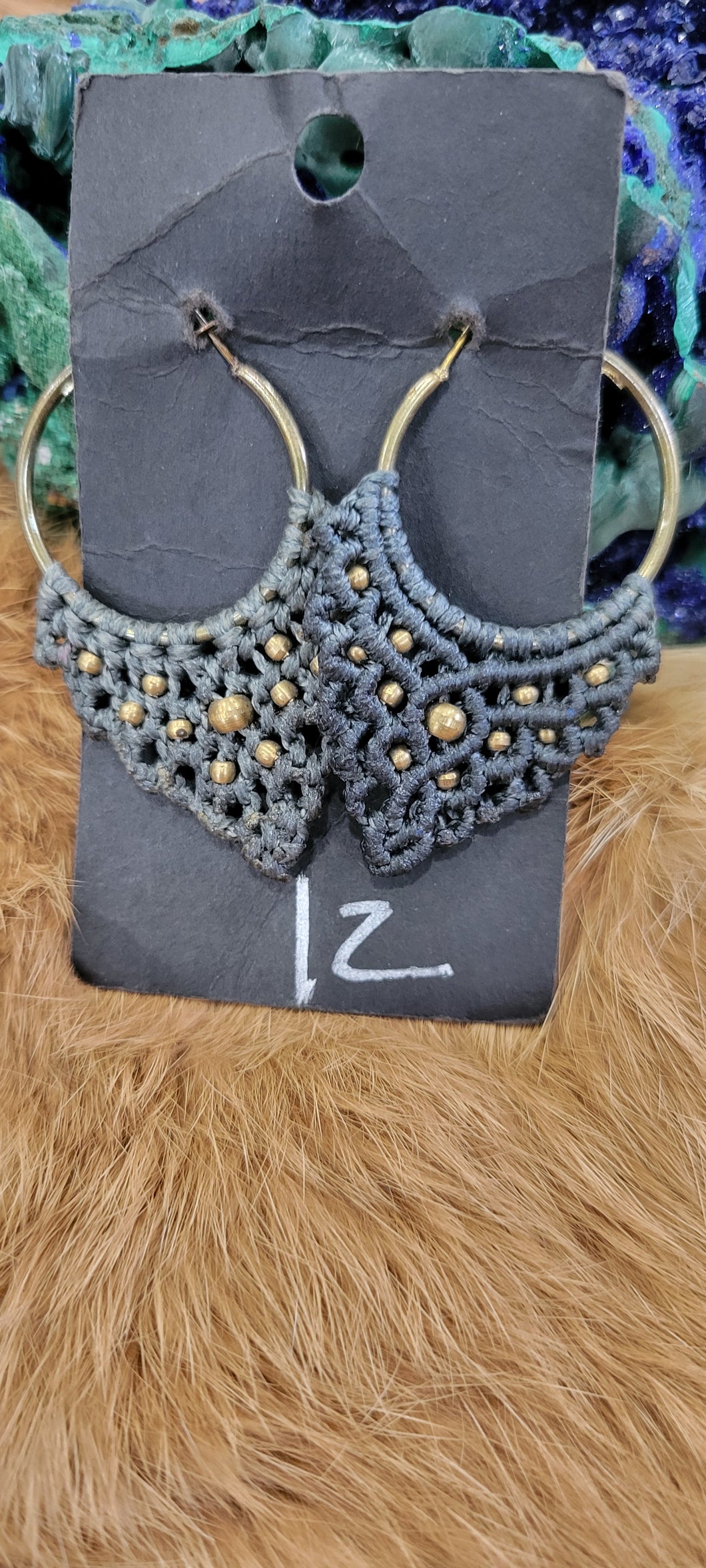 Macrame fashion earrings Grey