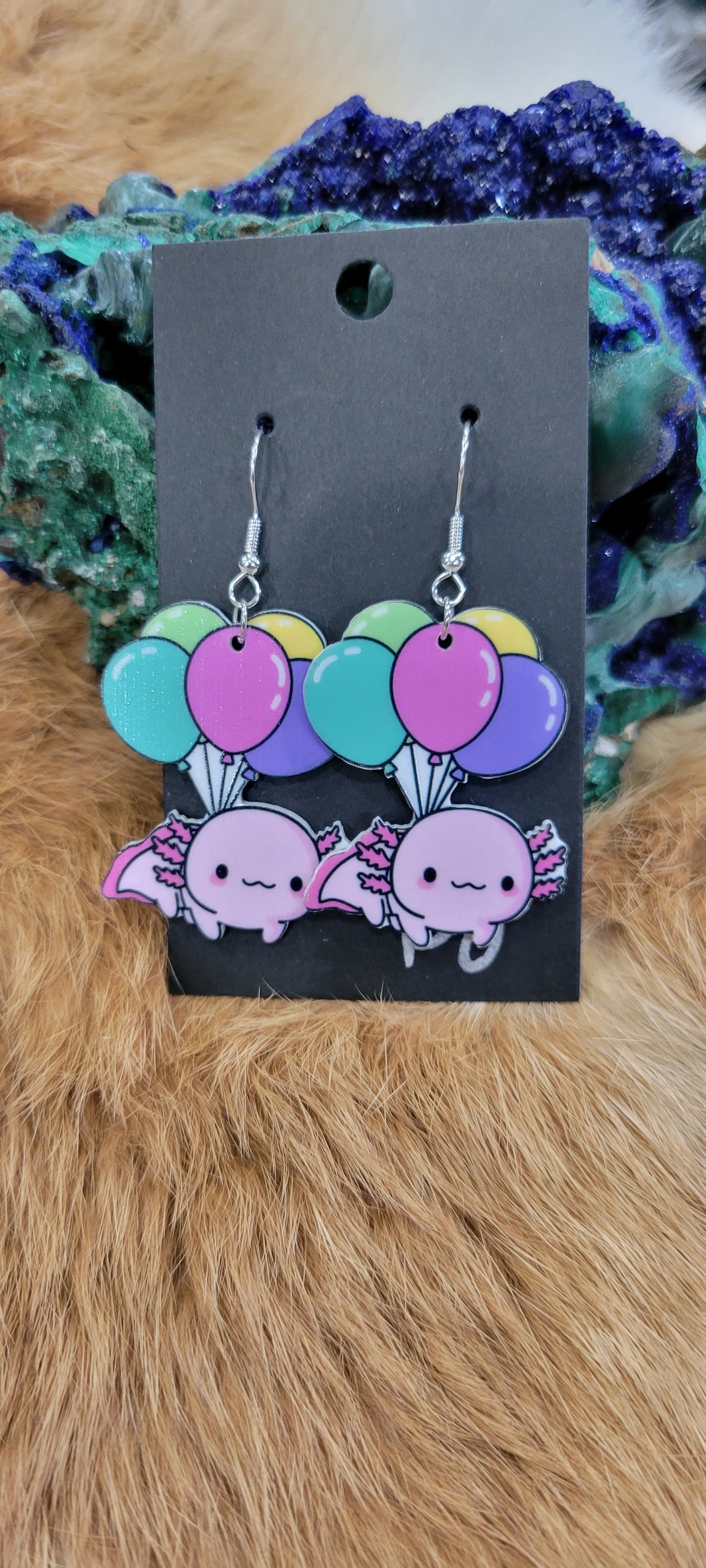 Axolotl balloon fashion earrings