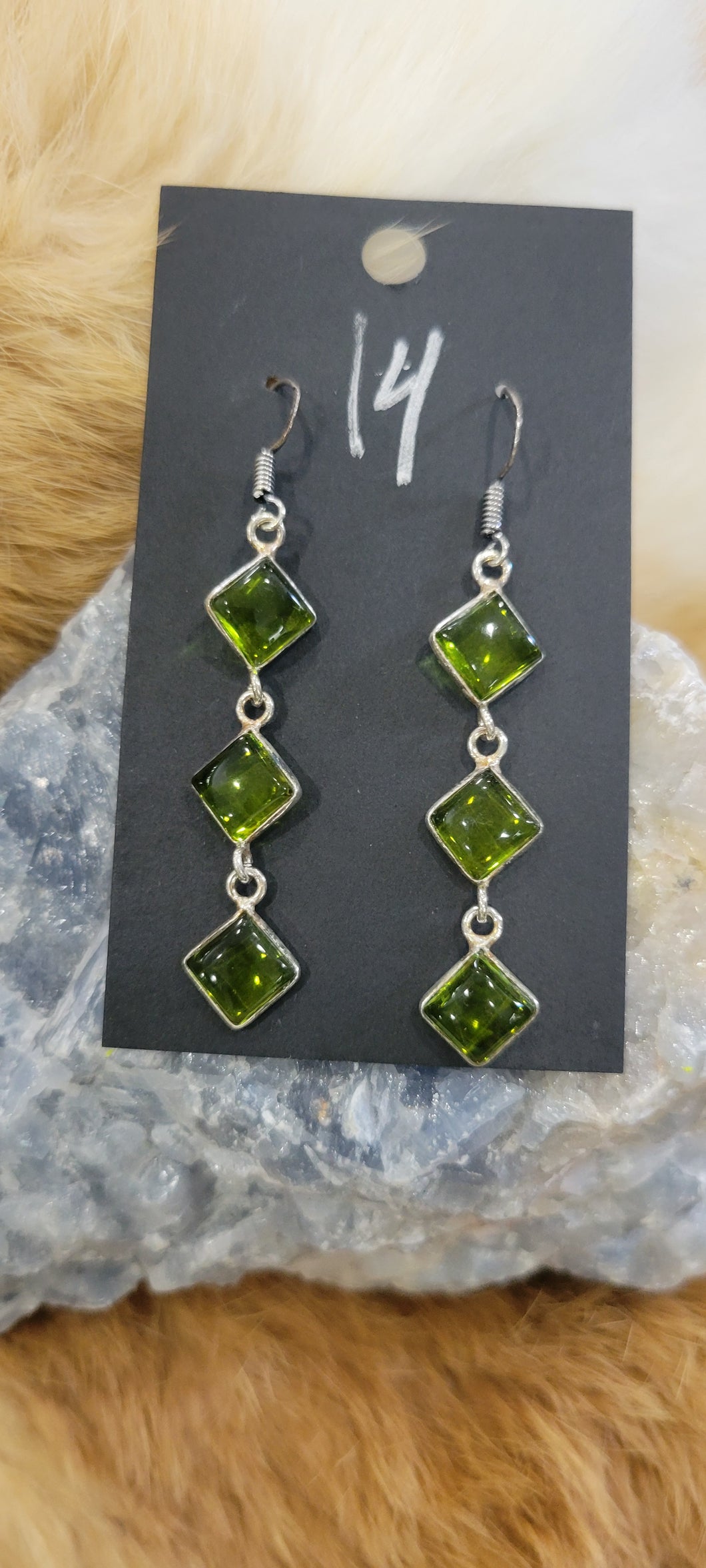 Diamond shaped Peridot fashion earrings