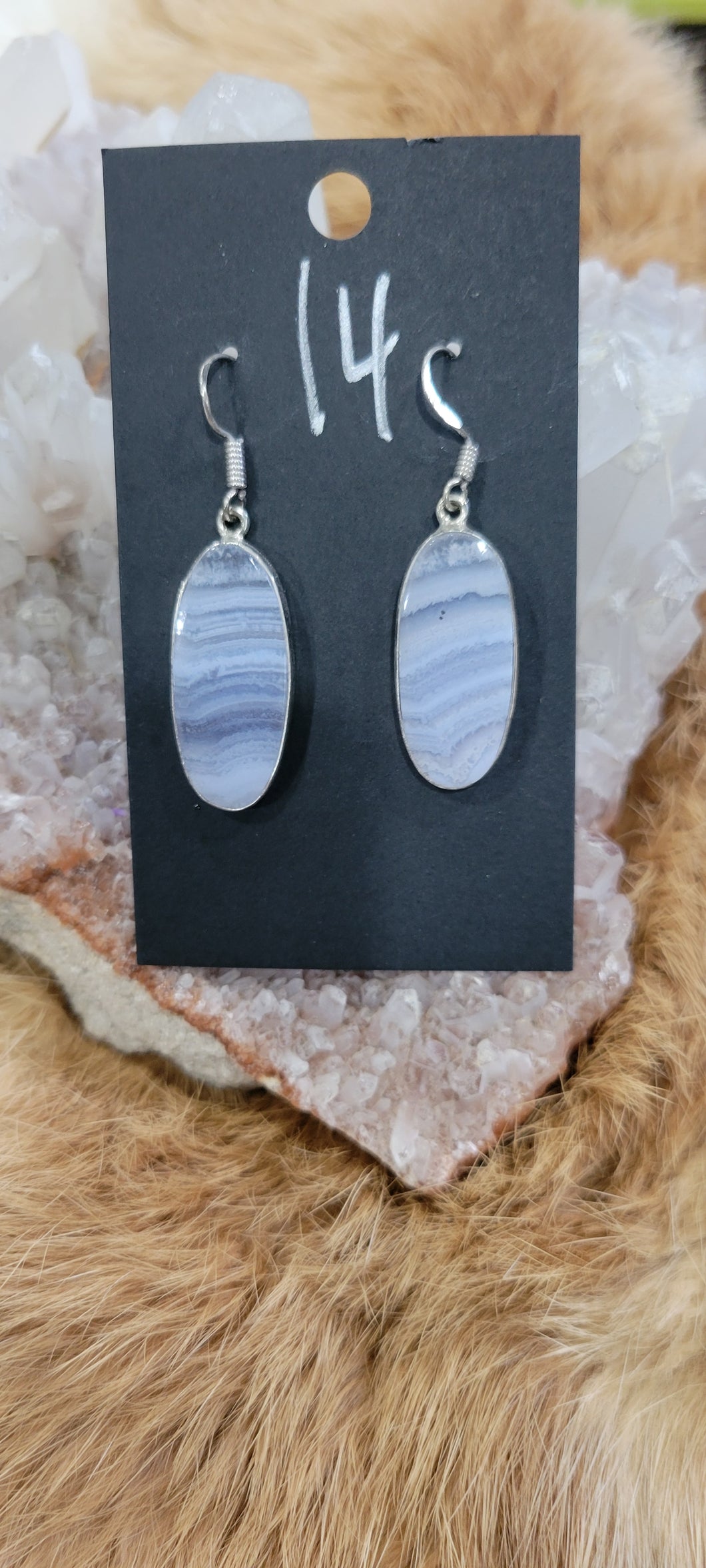 Blue lace agate fashion earrings