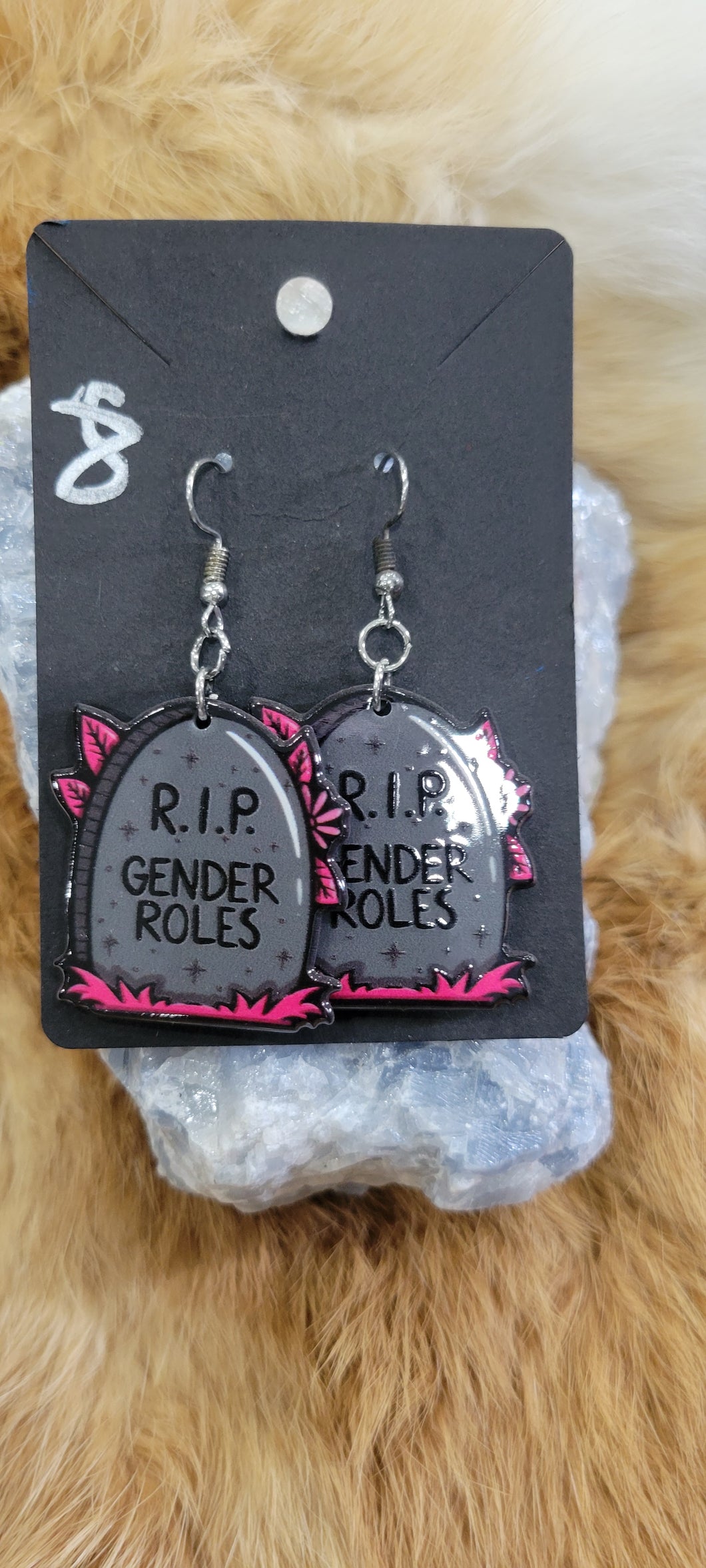 Gender rolls gravestone fashion earrings