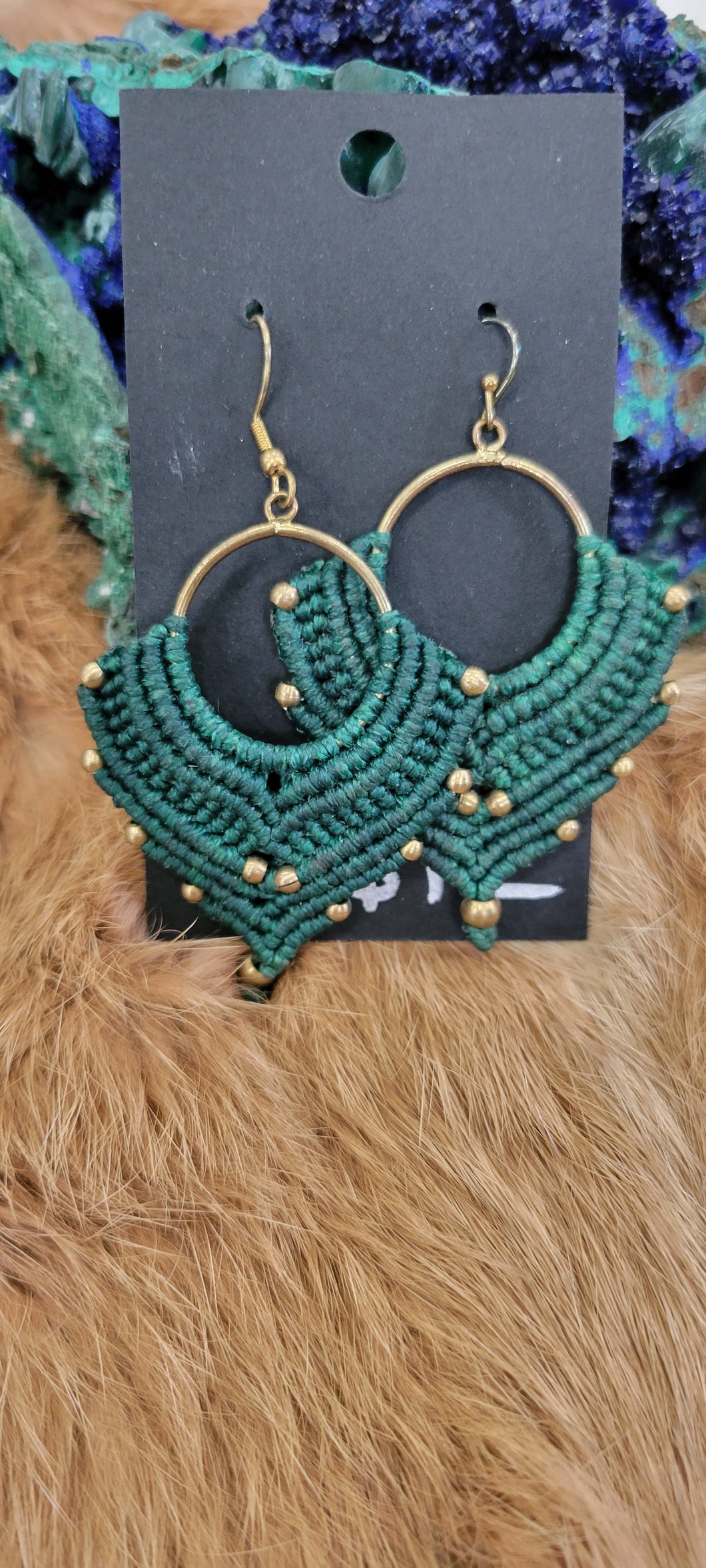 Macrame fashion earrings Green