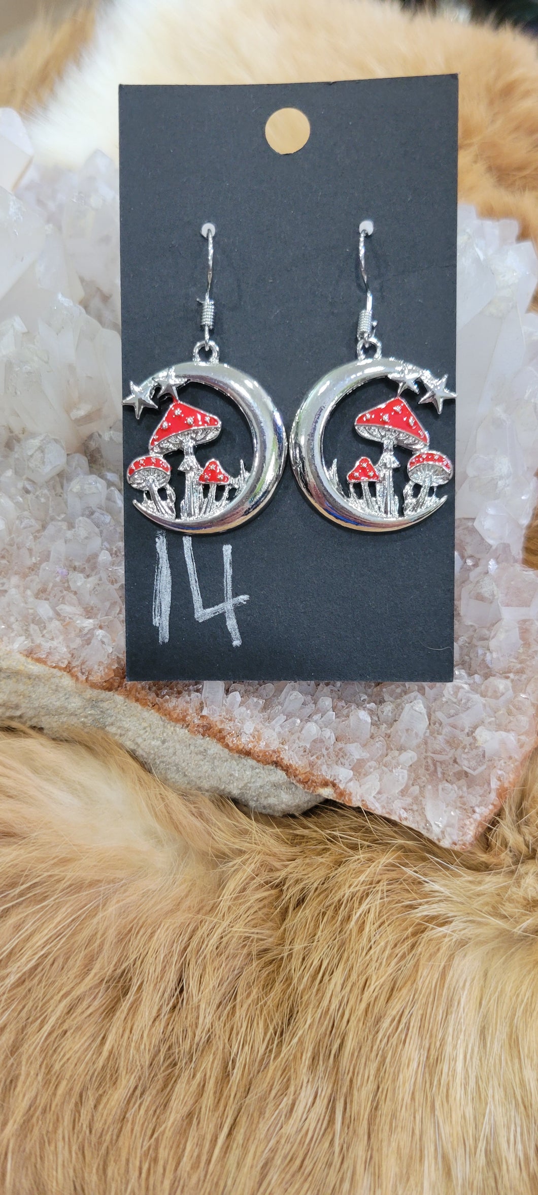 Mushroom and moon fashion earrings