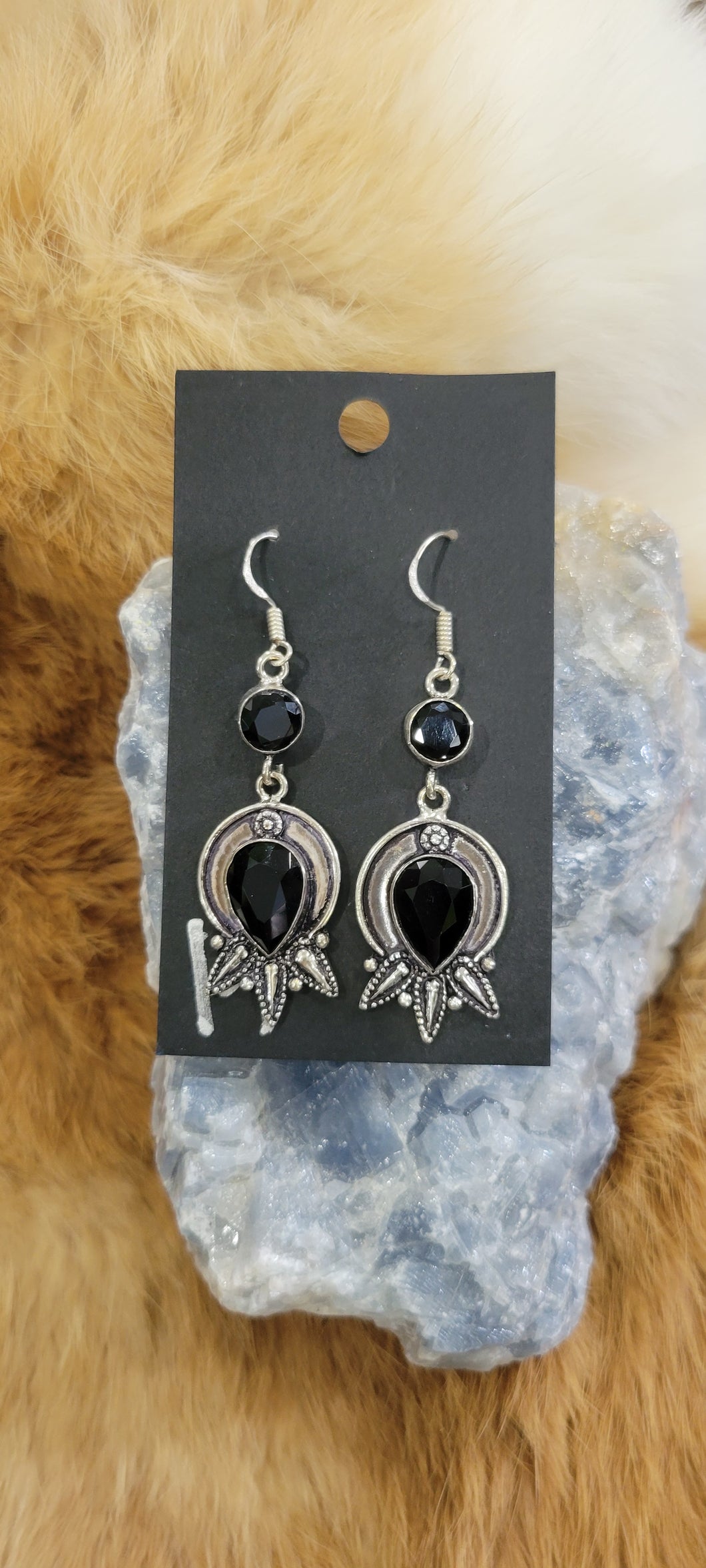 Double Onyx fashion earrings