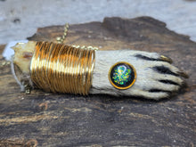Load image into Gallery viewer, Possum hand necklace on gold tone chain
