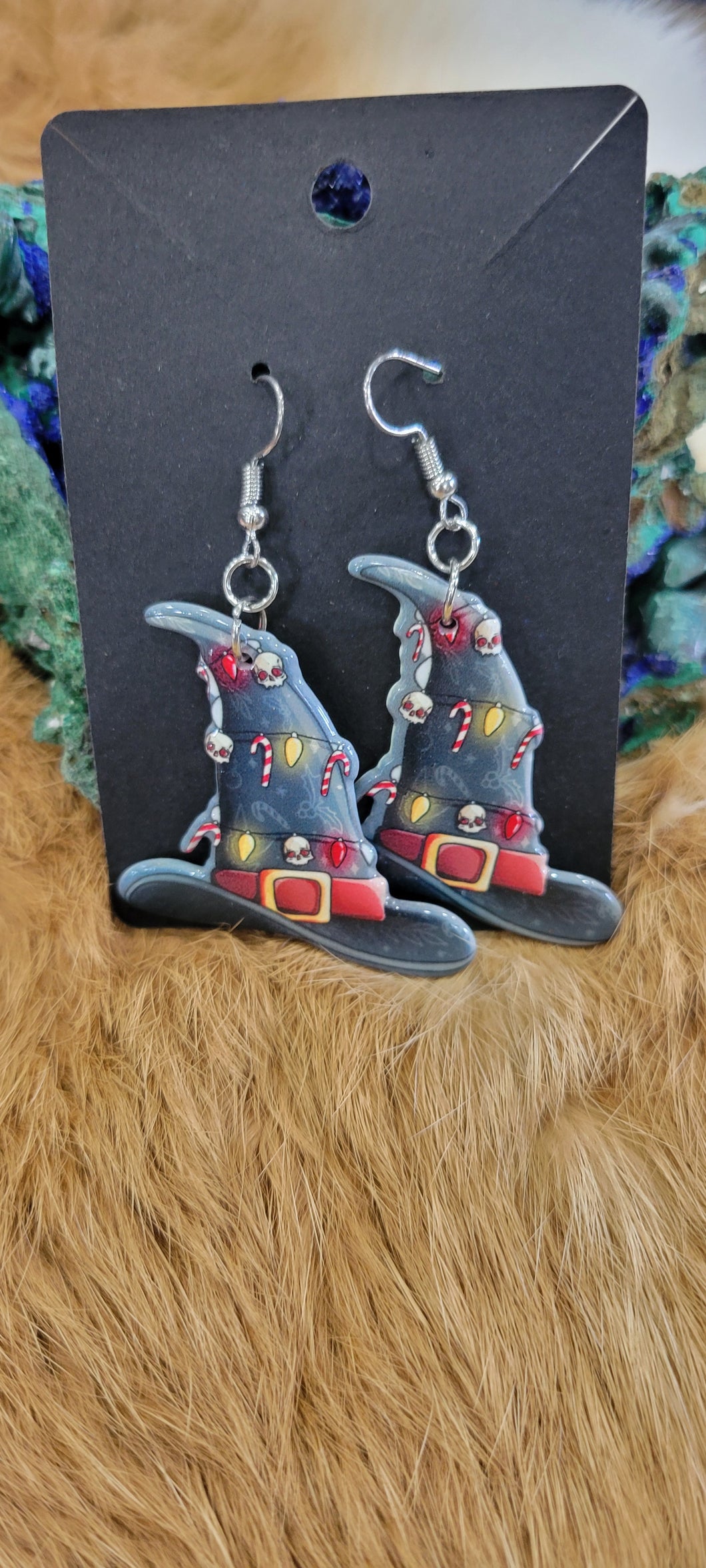 Christmas witch hat fashion earrings