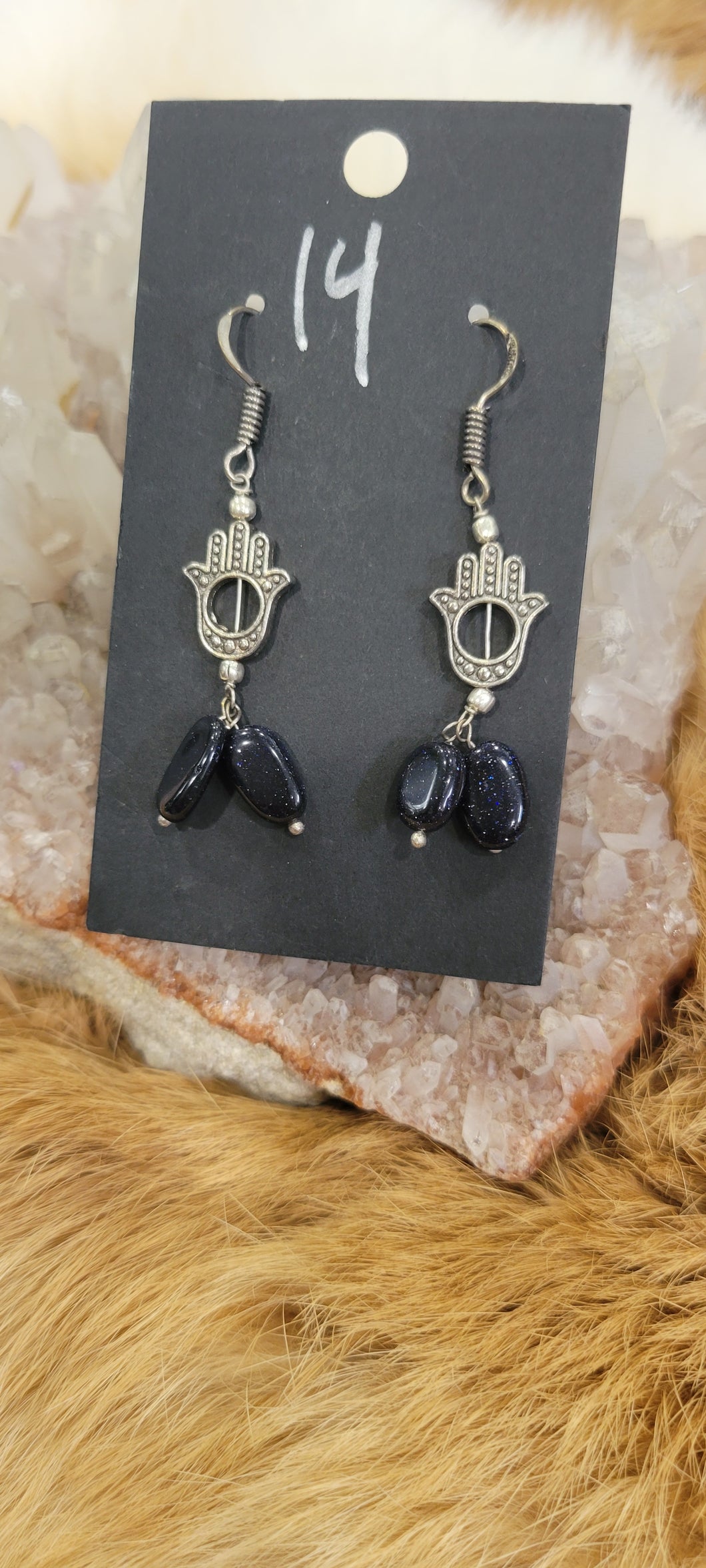 Blue sandstone fashion earrings