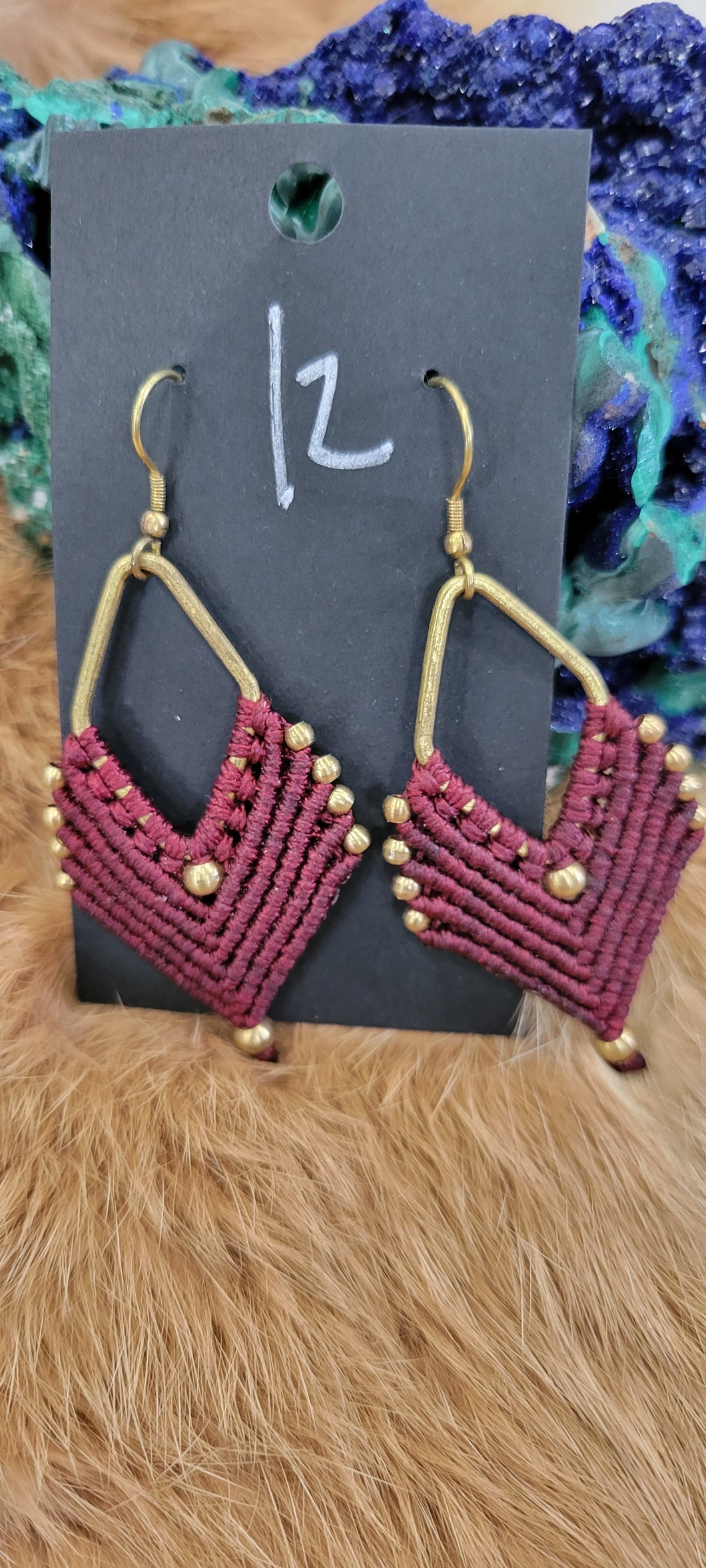 Macrame fashion earrings red