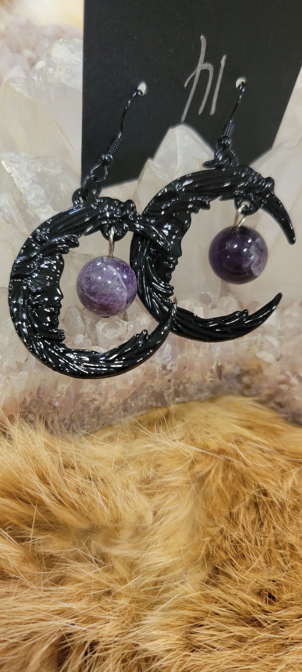 Amethyst moon fashion earrings