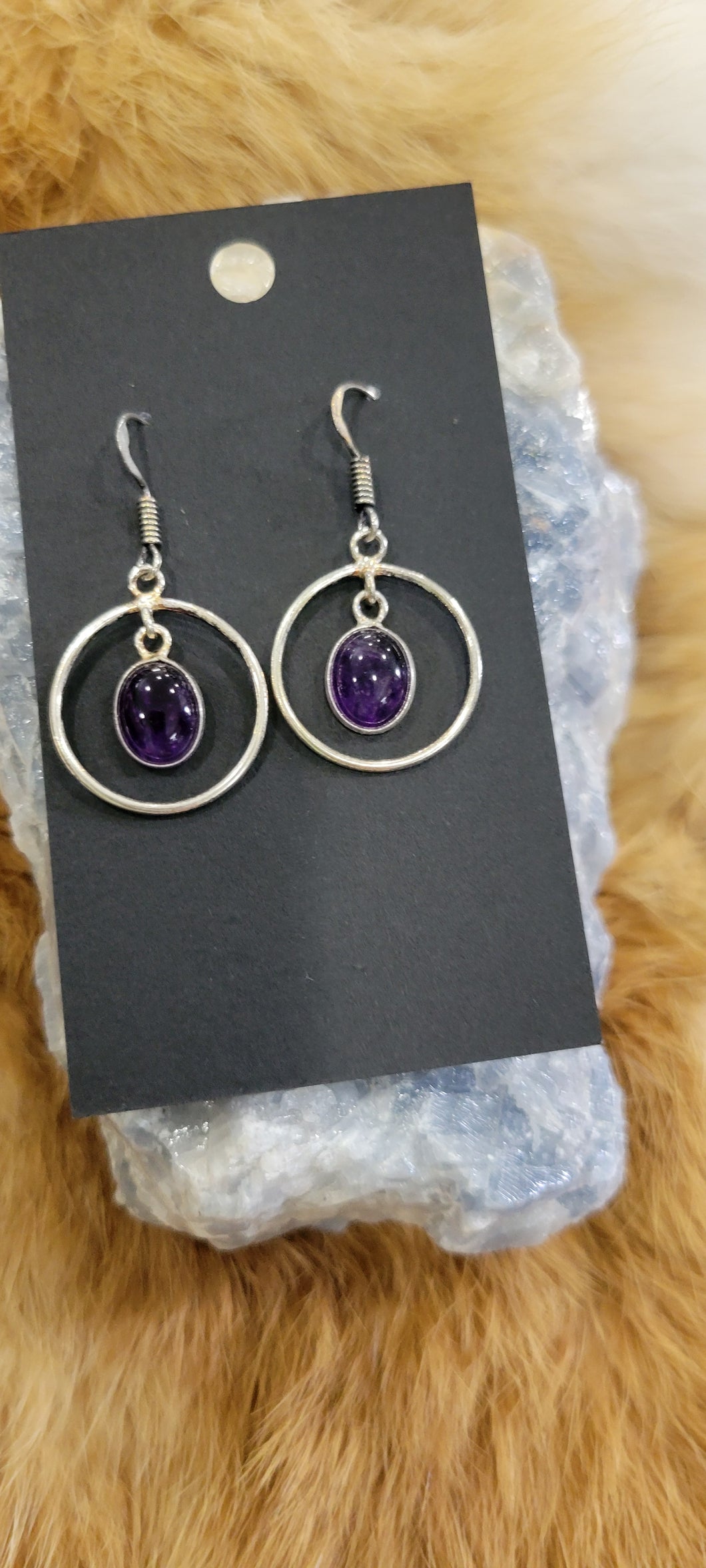 Oval Amethyst fashion earrings