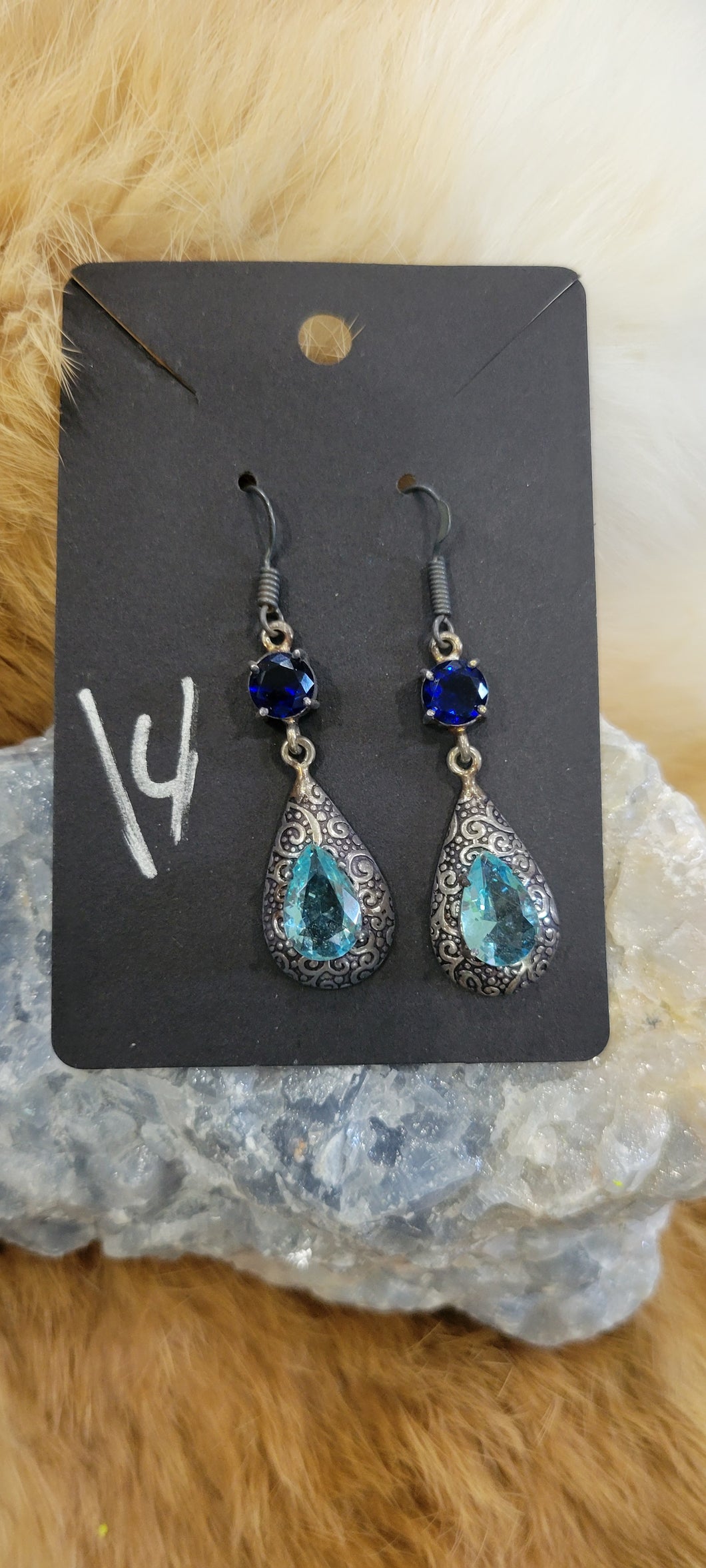 Duel Topaz tear drop fashion earrings