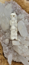 Load image into Gallery viewer, Skull and rose bone carved pendant
