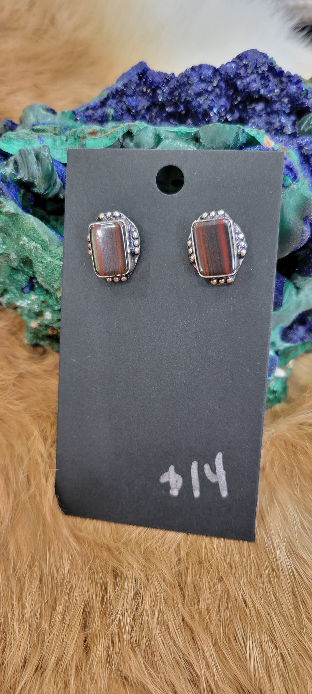 Iron Tigers Eye fashion stud earrings