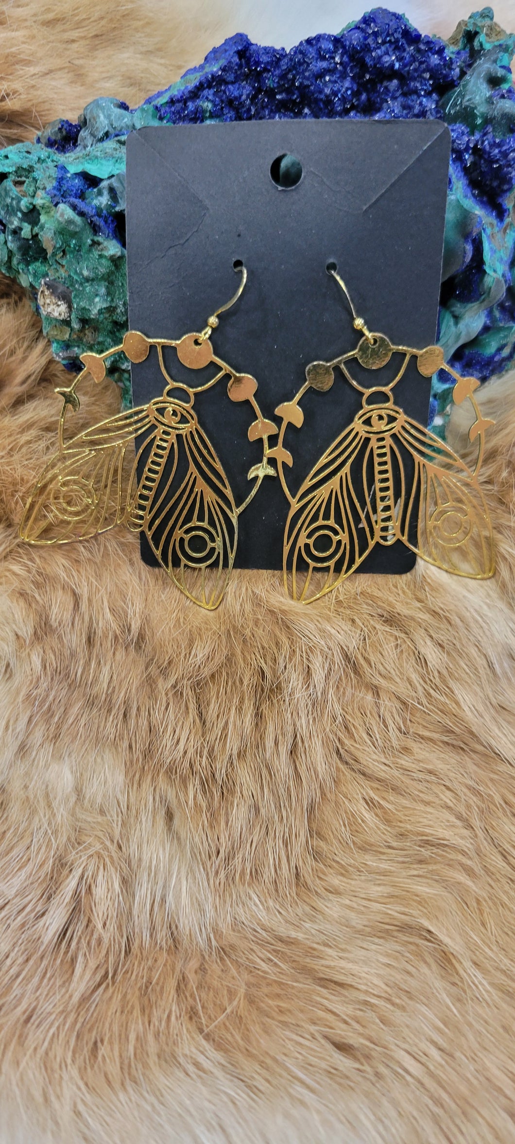 Lunar moth fashion earrings