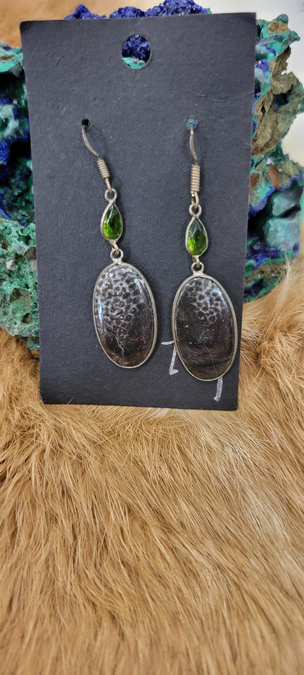 Black Coral & Peridot fashion earrings