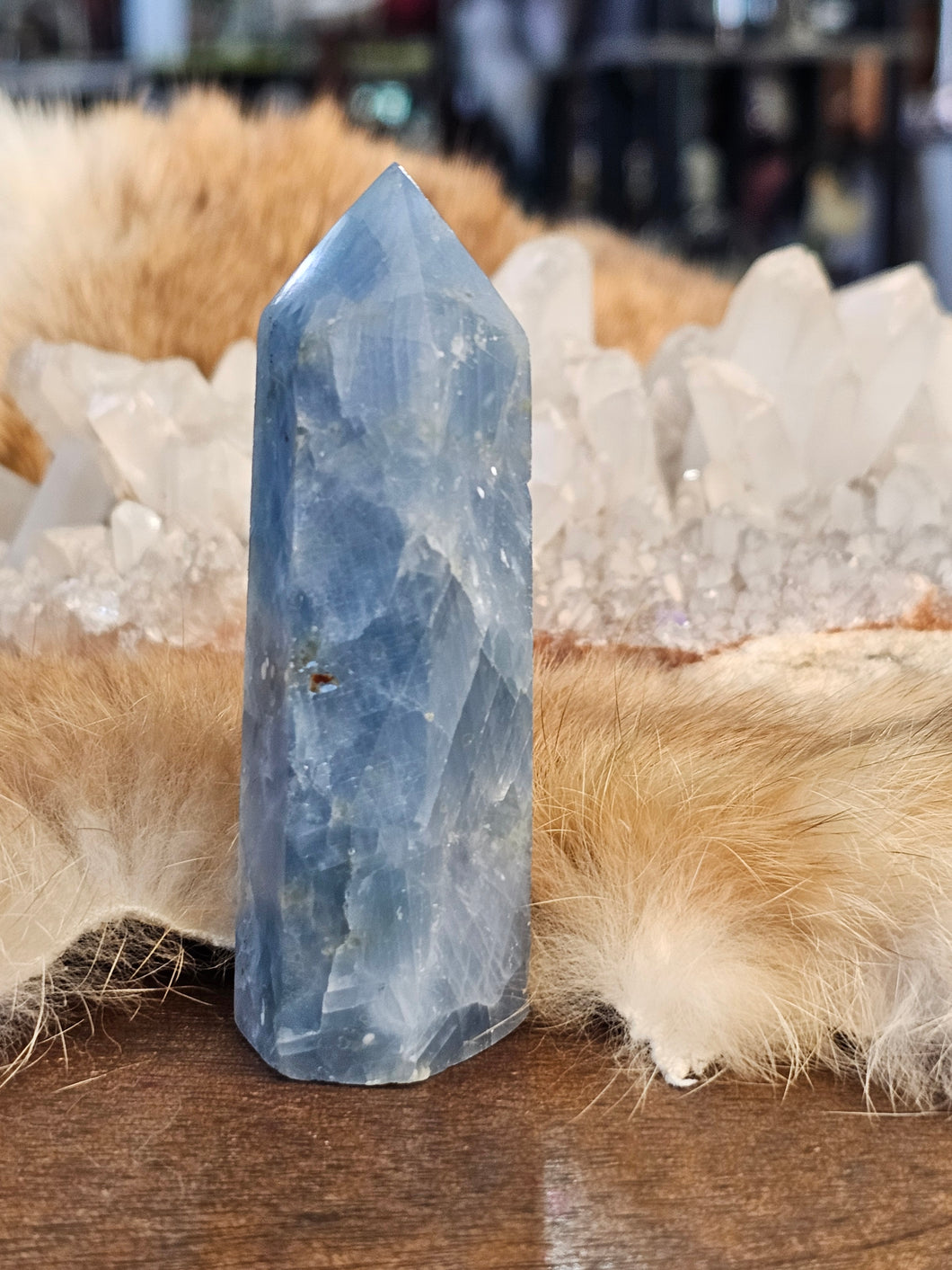 Blue calcite tower