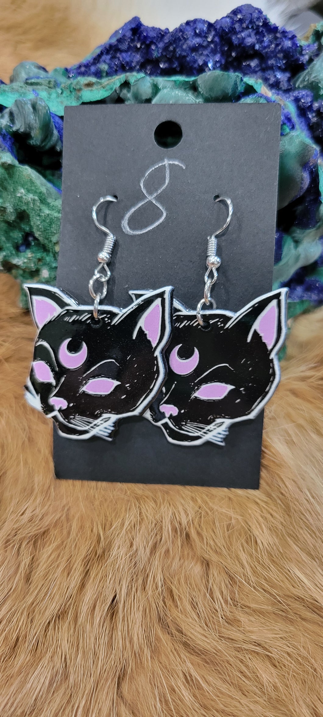 Cresent moon Cat fashion earrings