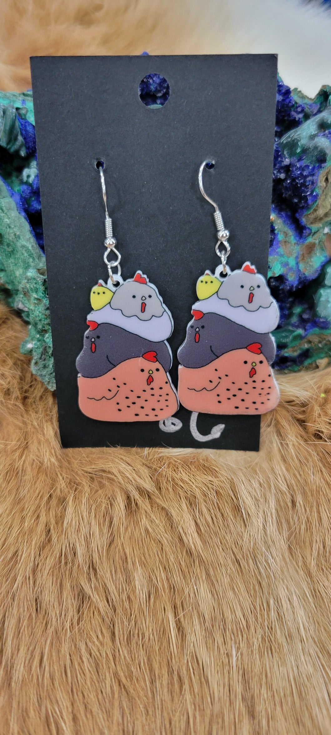 Chicken fashion earrings