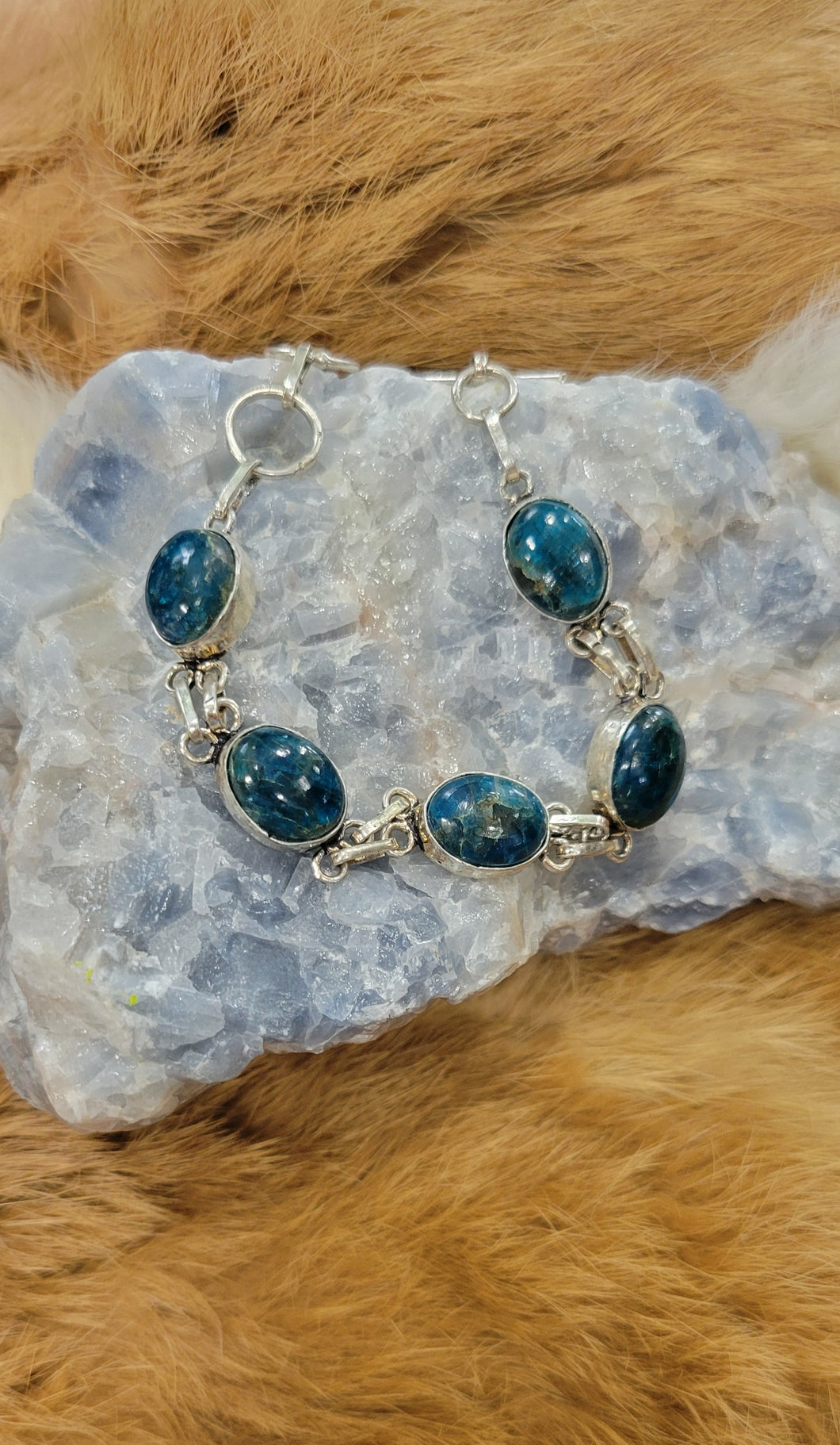 Blue apatite sterling silver bracelet