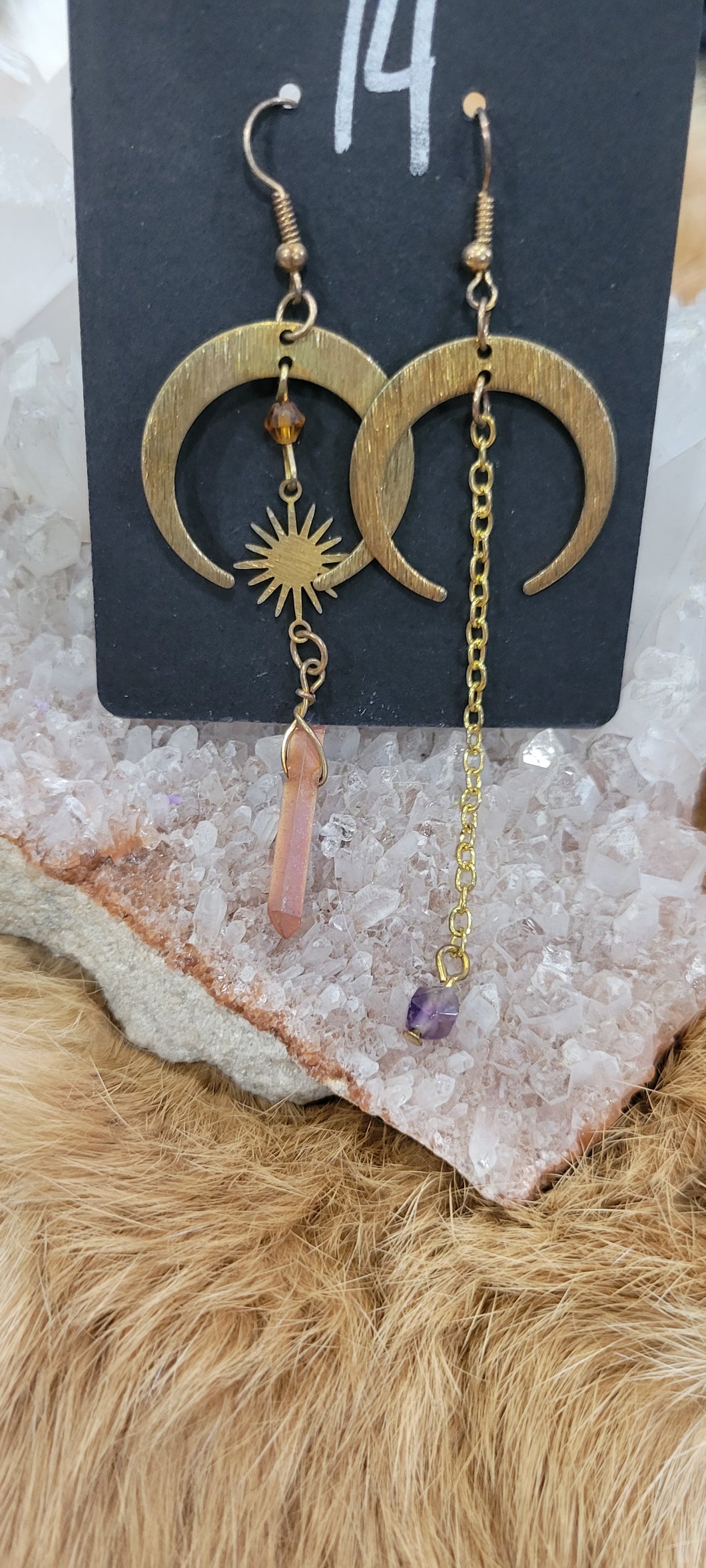 Aura Quartz moon fashion earrings