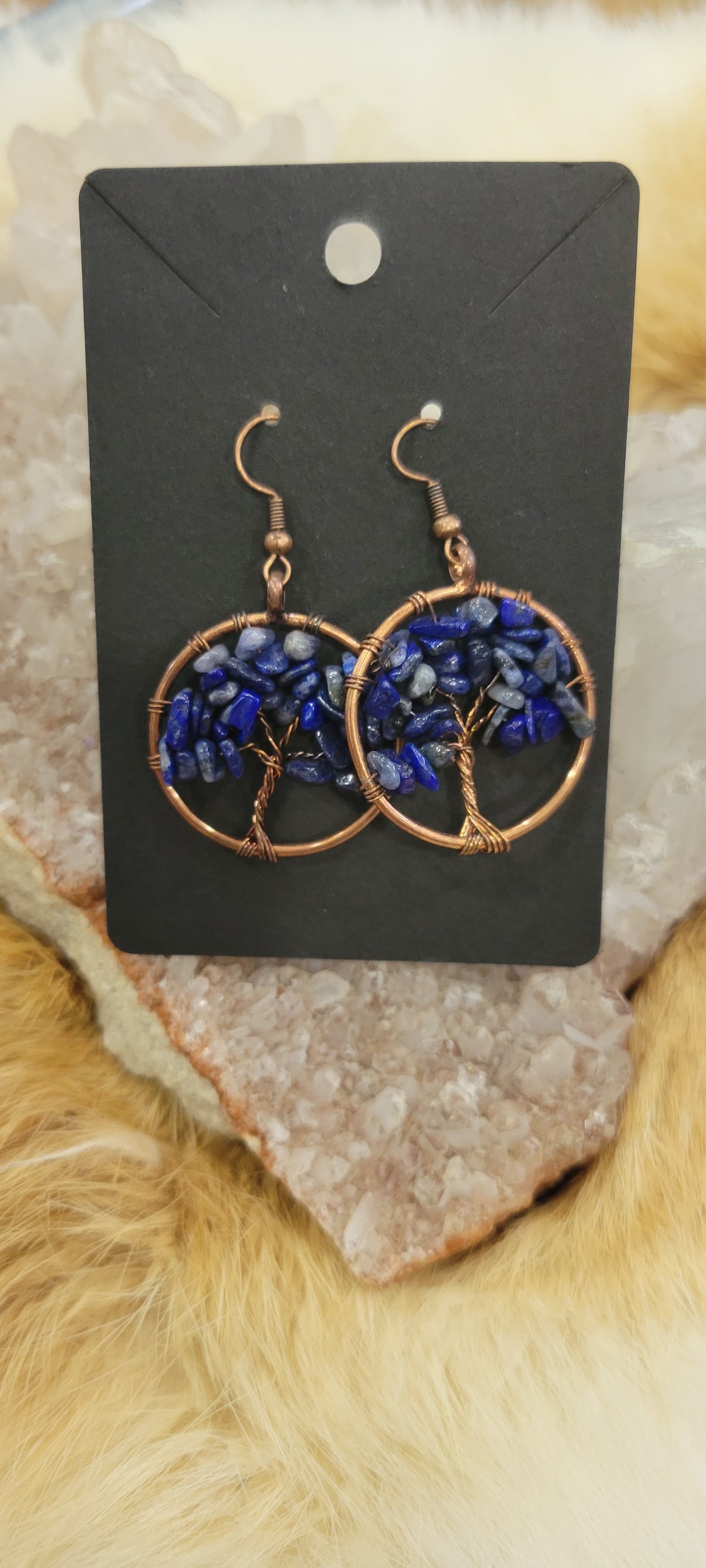 Lapis tree of life earrings