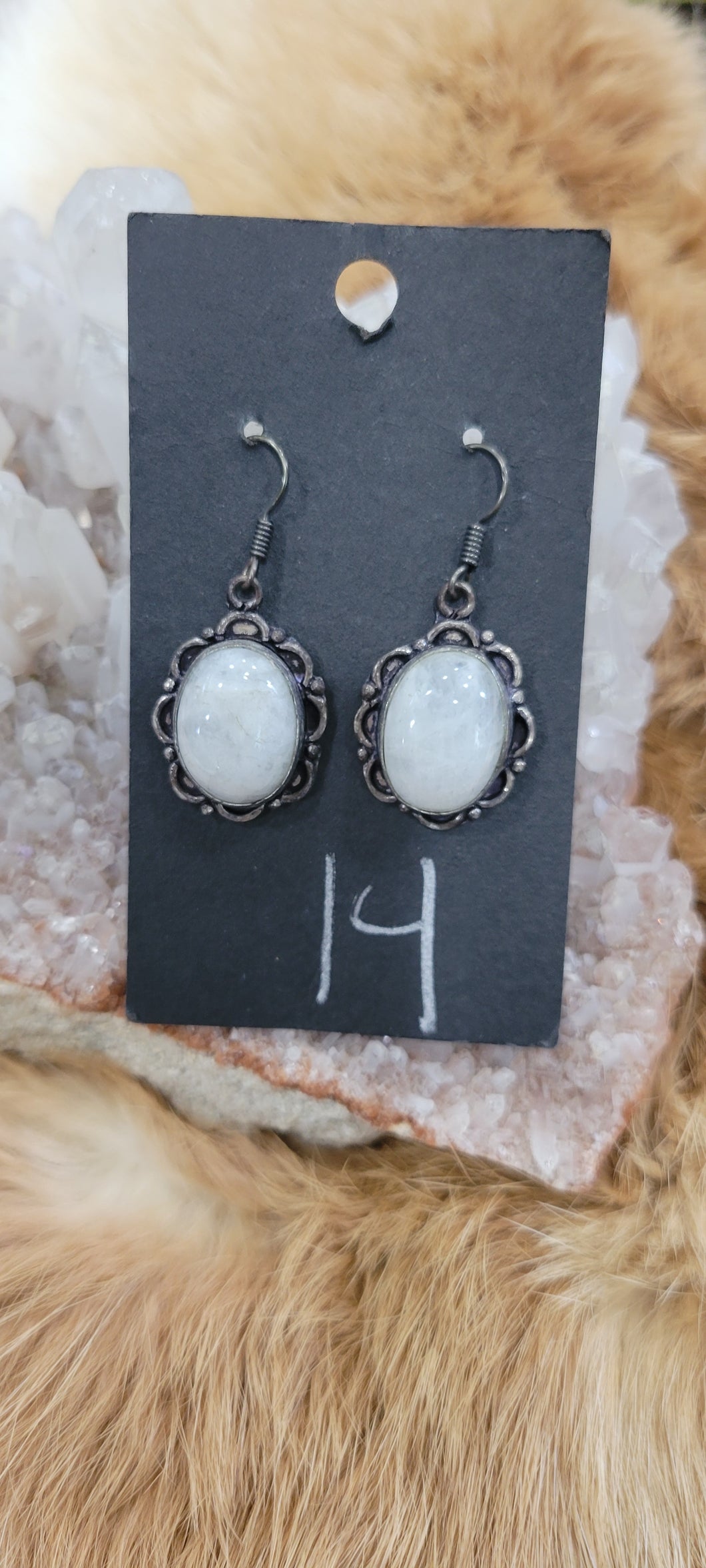 Moonstone silver plated earrings