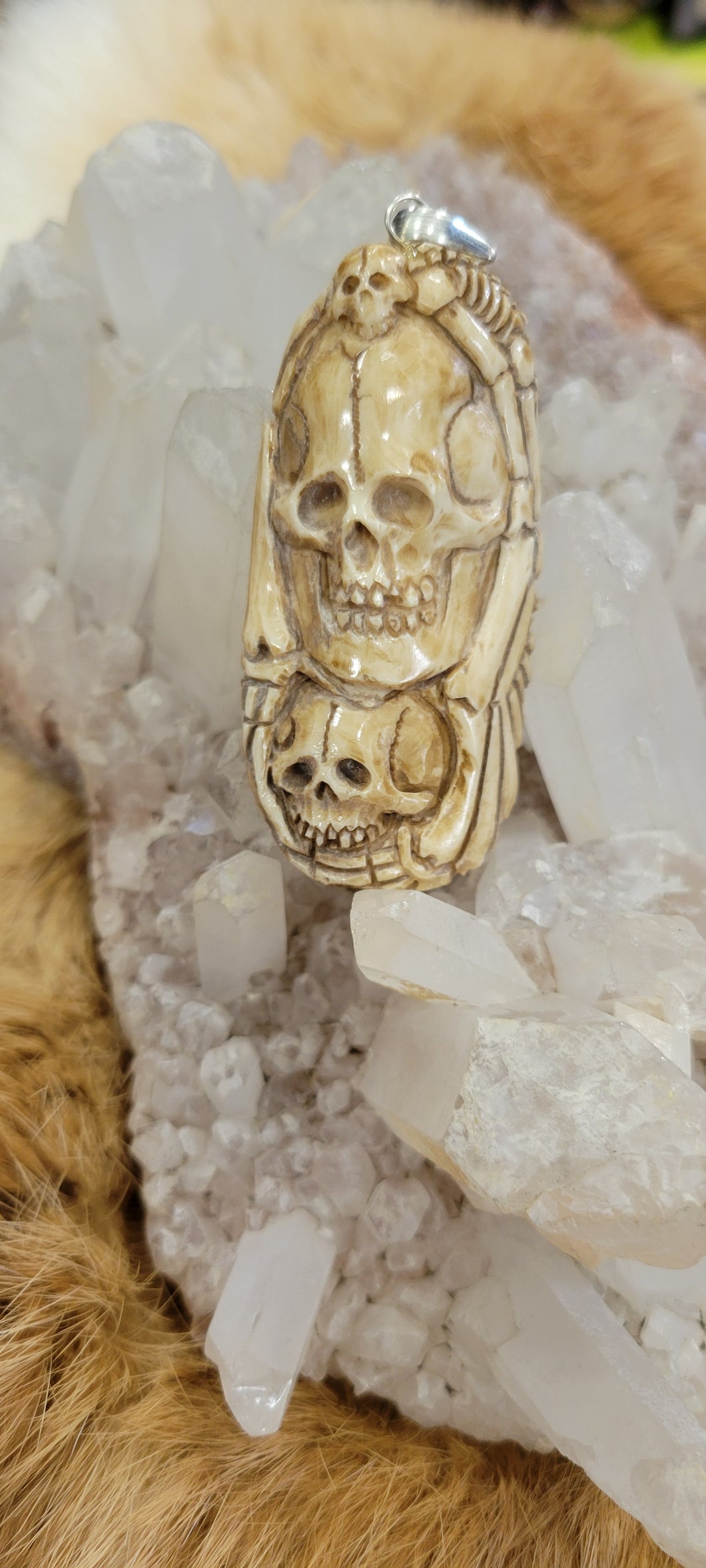 Bone Carved Skull Pendant