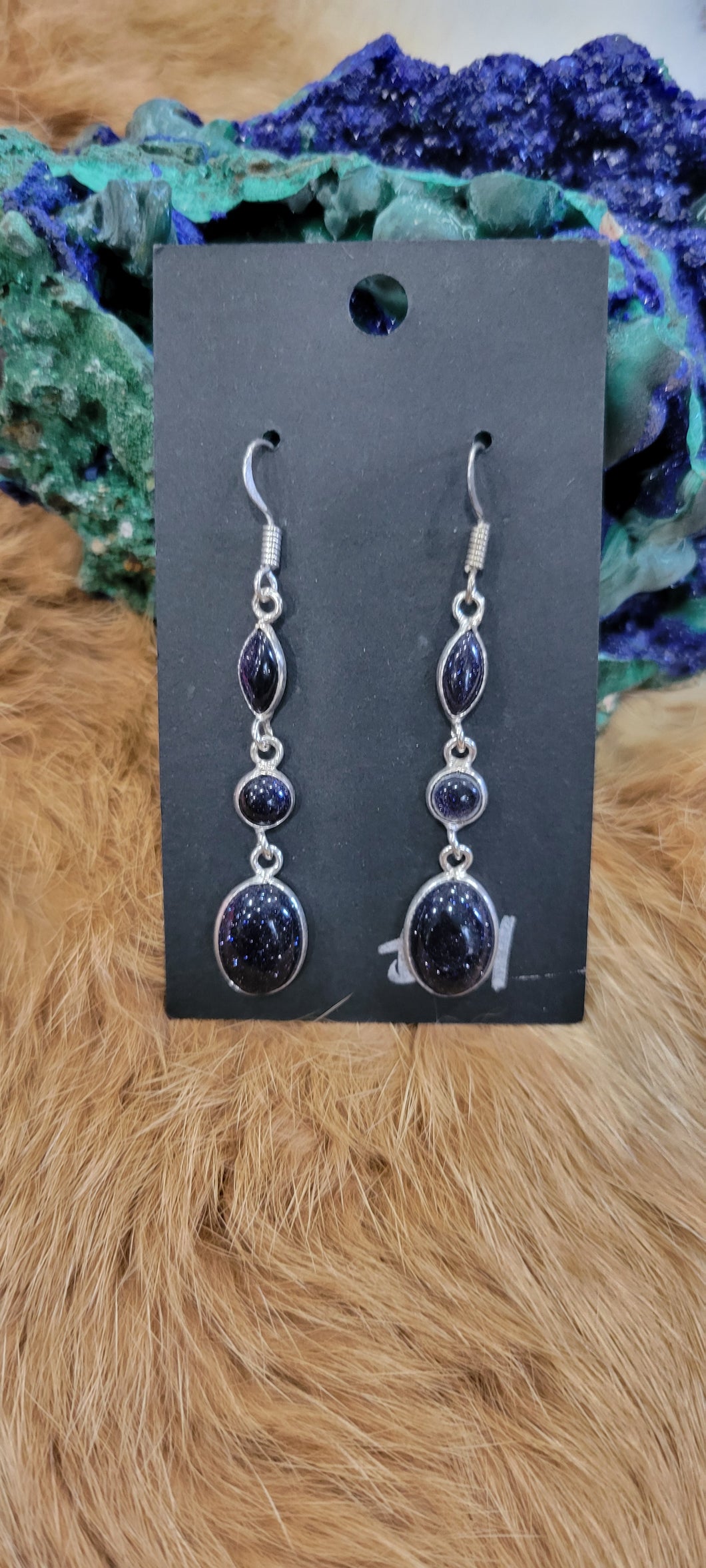 Blue sandstone fashion earrings