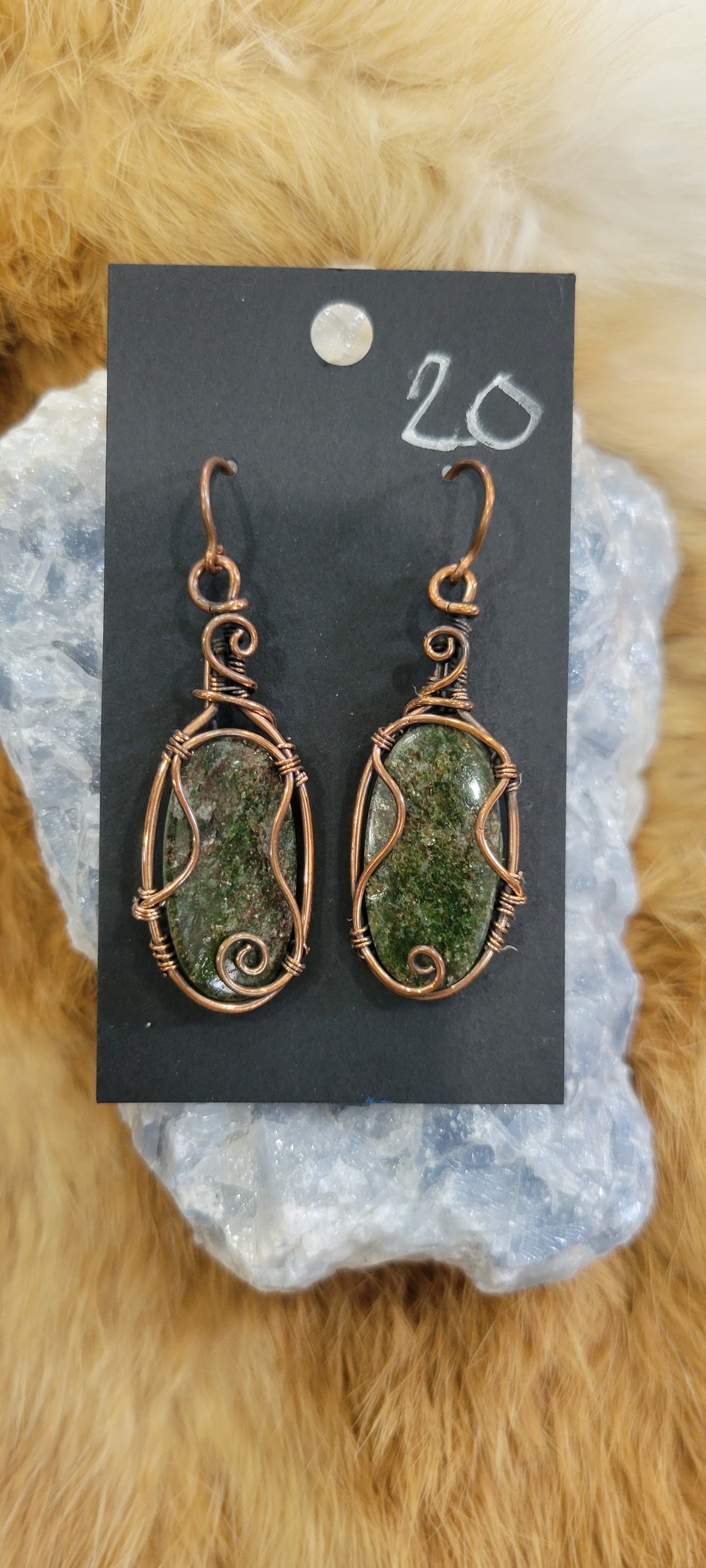 Copper wire wrapped Ruby Zoisite fashion earrings