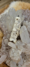 Load image into Gallery viewer, Skull and rose bone carved pendant

