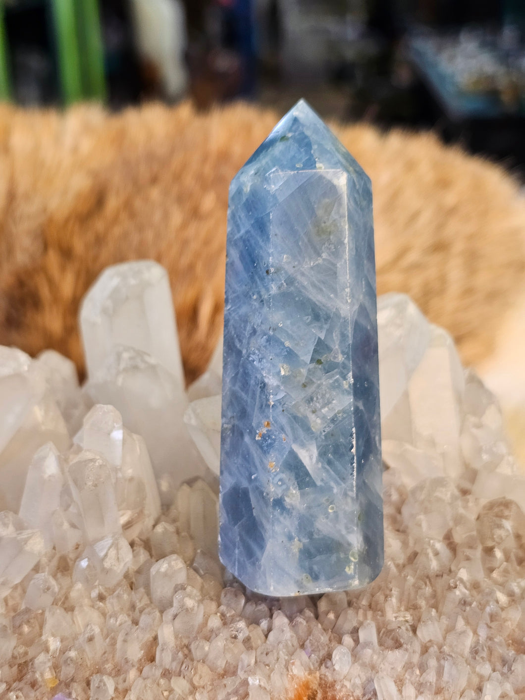 Blue calcite tower