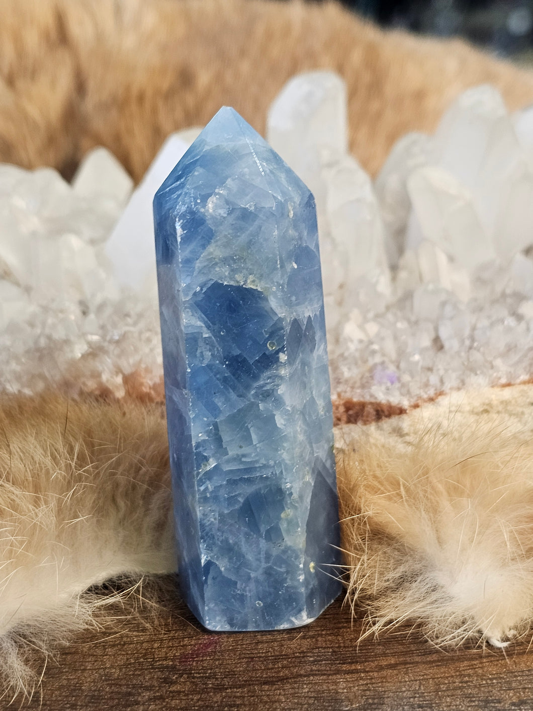 Blue calcite tower