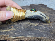 Load image into Gallery viewer, Possum hand necklace on gold tone chain
